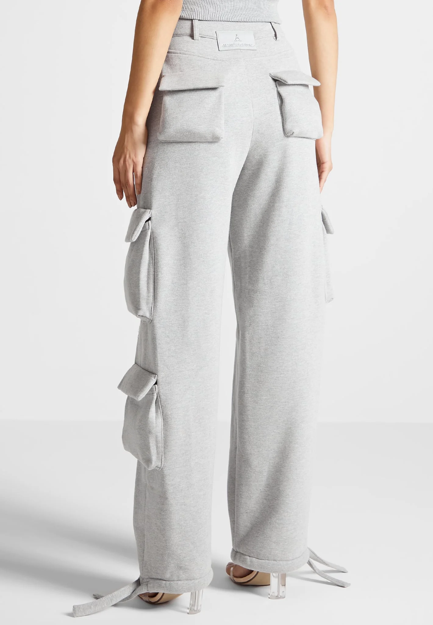 High Waisted Jersey Cargo Pants - Grey - Image 5