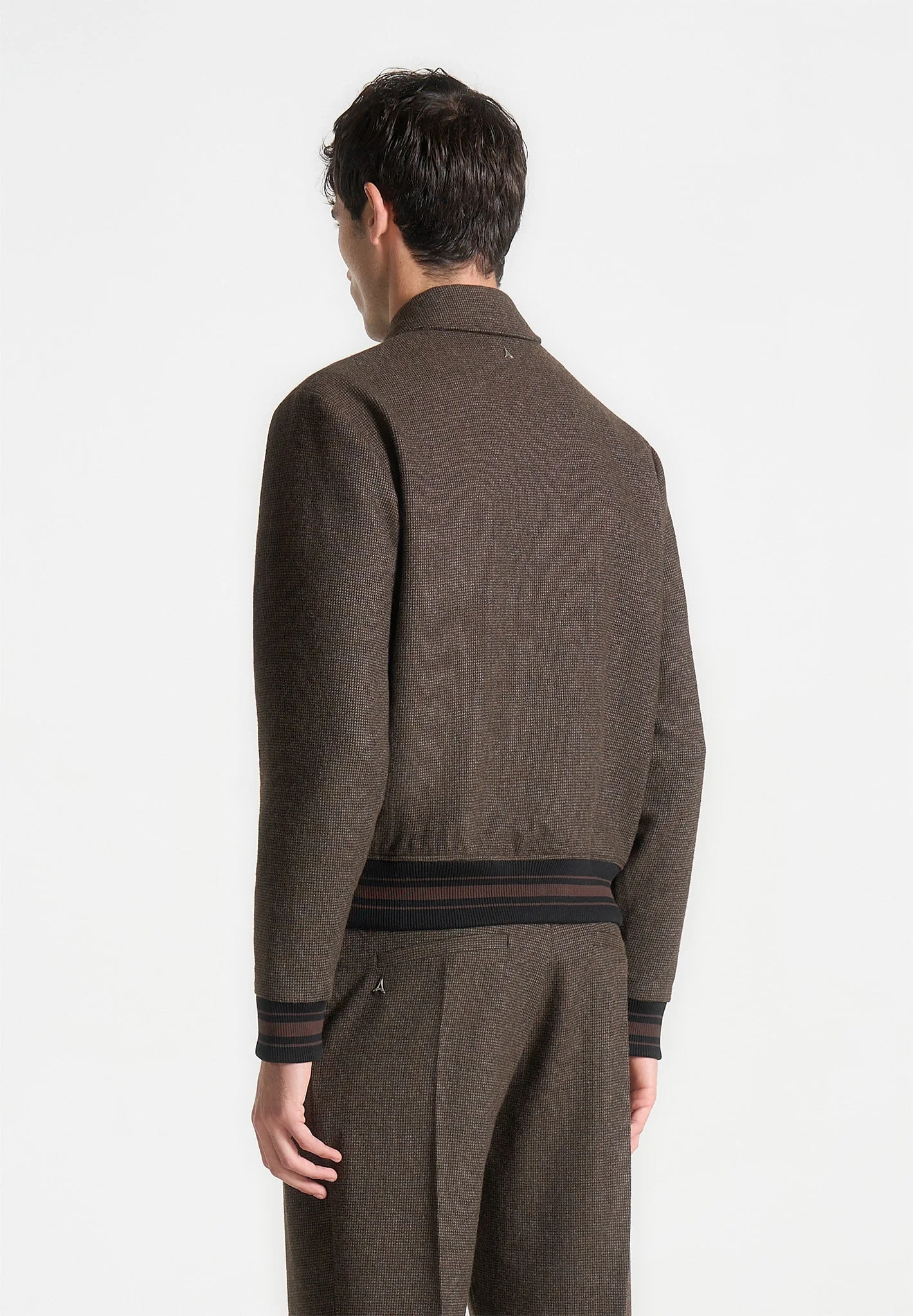 Houndstooth Wool-Blend Jacket - Brown - Image 4