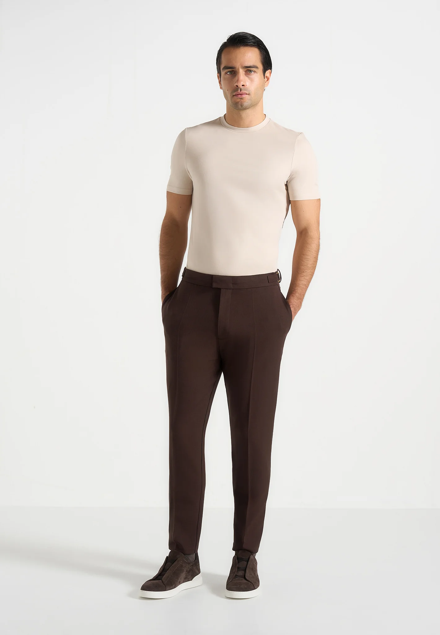 Hubert - Slim Fit Tailored Trousers - Brown - Image 2
