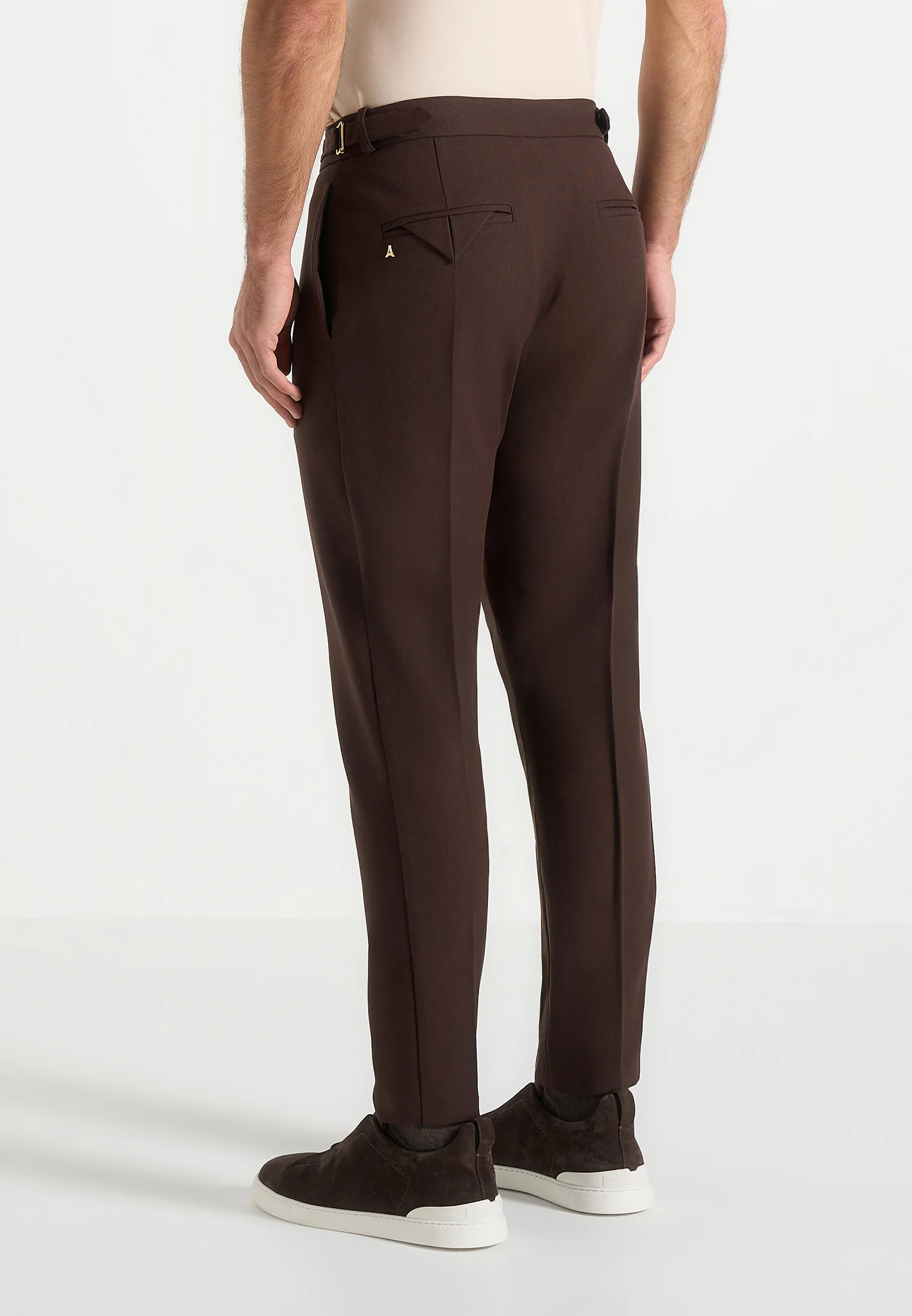 Hubert - Slim Fit Tailored Trousers - Brown - Image 3