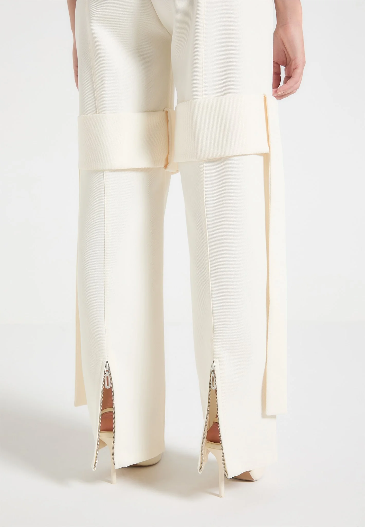 Isabelle - Tailored Belted Strap Detail Trousers - Off White - Image 2