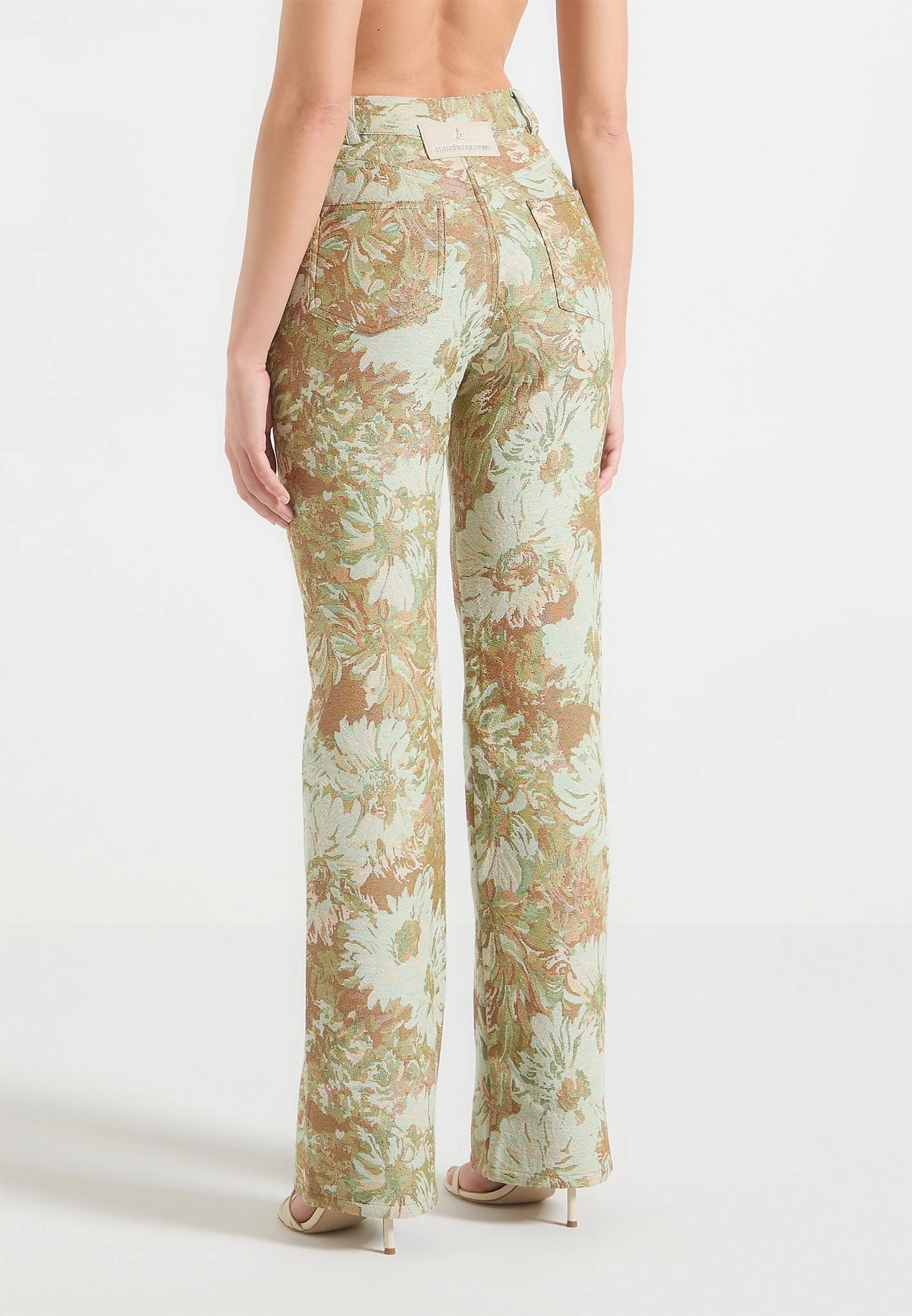 Florence - Jacquard High Rise Straight Leg Jeans - Sage - Image 5