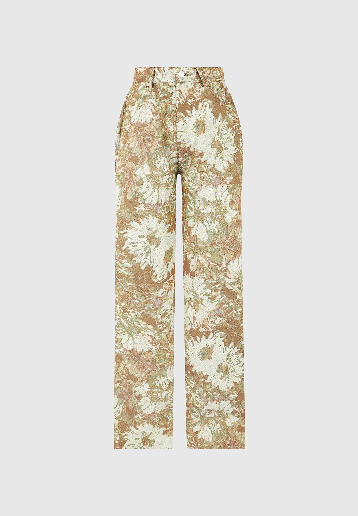 Florence - Jacquard High Rise Straight Leg Jeans - Sage - Image 7