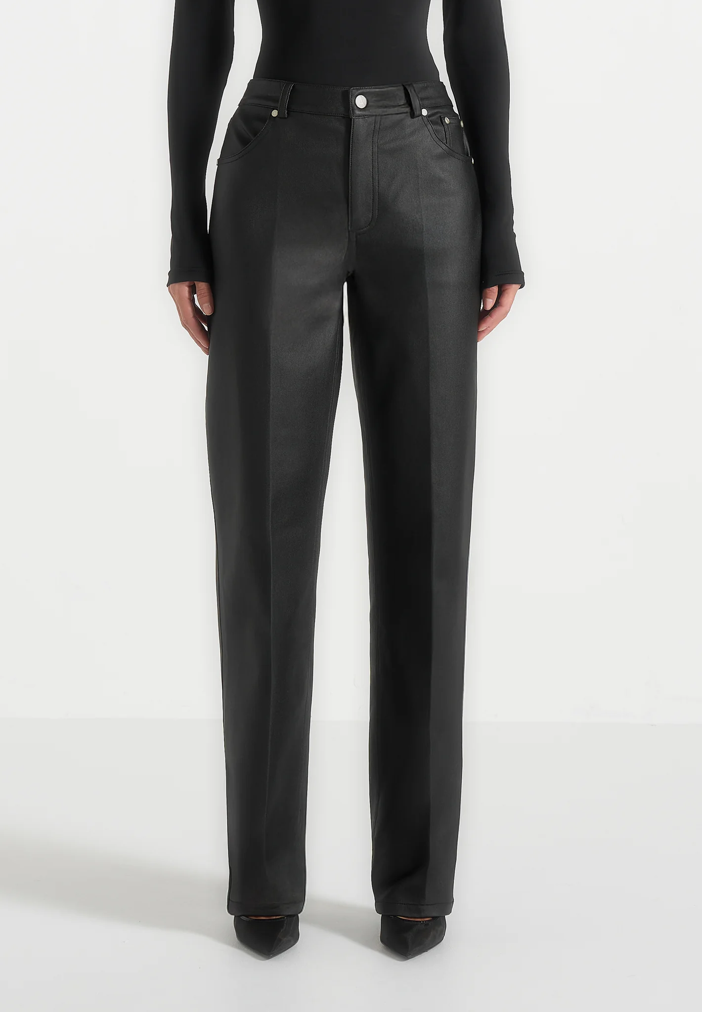 Jana - Wax Effect Denim Boyfriend Jeans - Black - Image 3