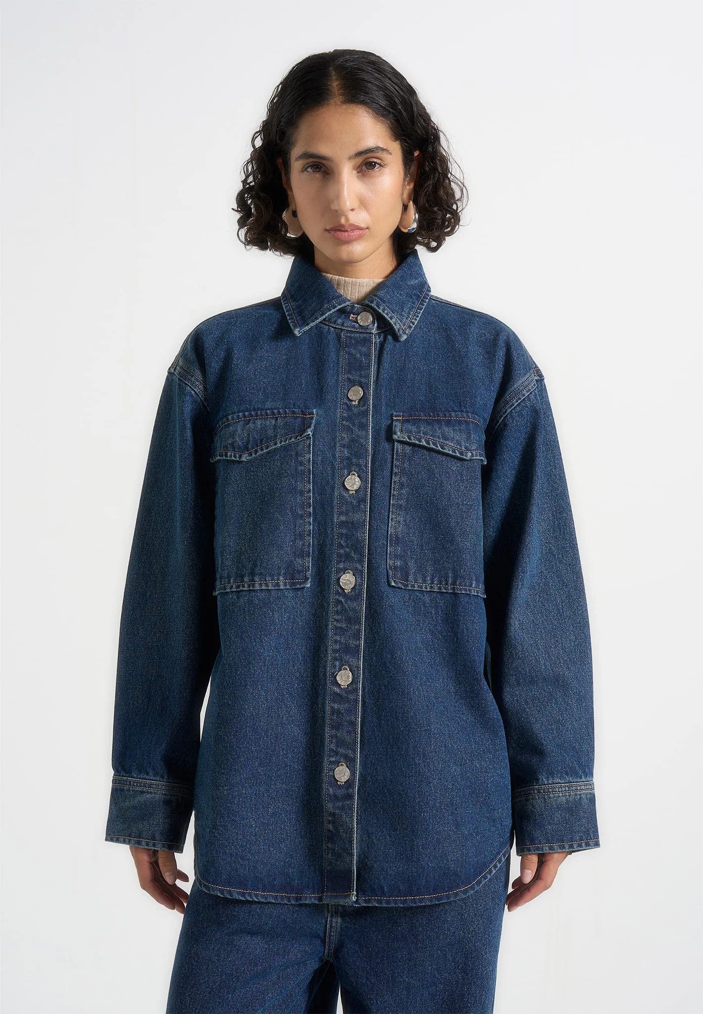 Joy - Denim Oversized Shirt - Indigo - Image 2