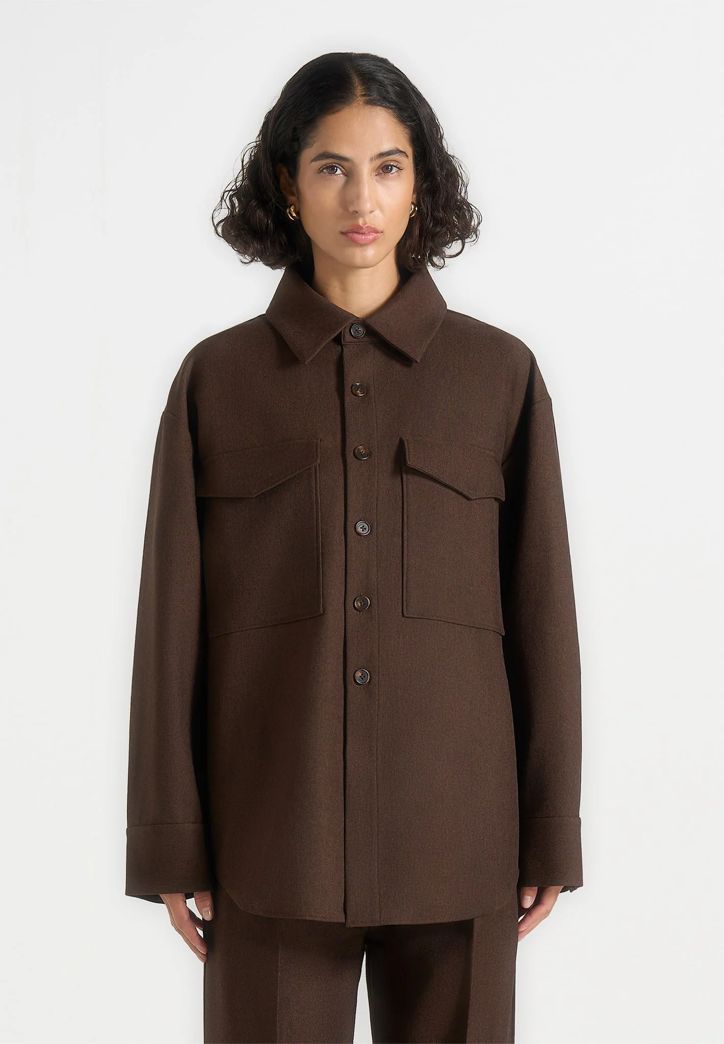 Joy - Tailored Oversized Shirt - Brown - Image 4