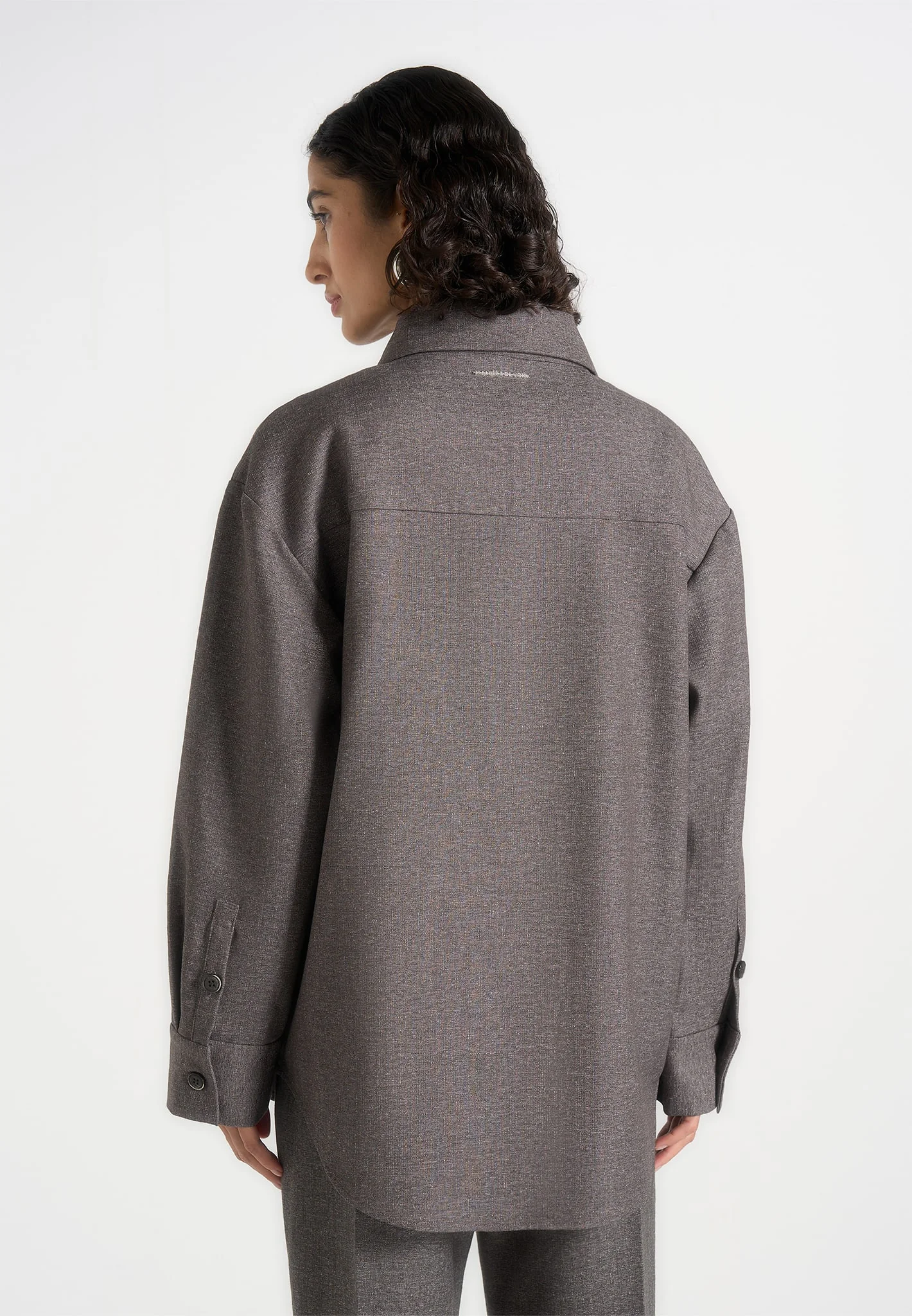 Joy - Tailored Oversized Shirt - Grey Marl - Image 3