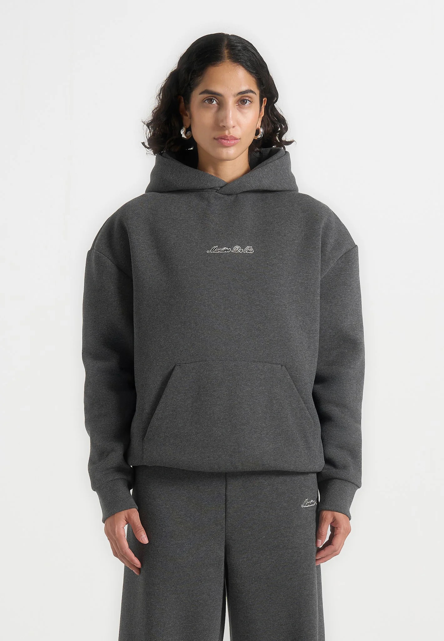 JS001 - Unisex Signature Relaxed Fit Hoodie - Charcoal Grey - Image 2