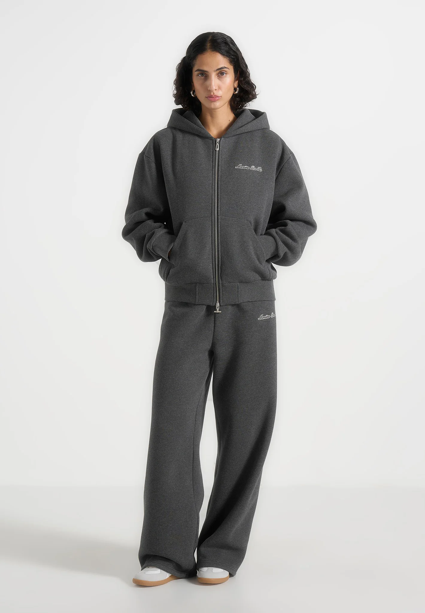 JS002 - Unisex Signature Relaxed Fit Zip Hoodie - Charcoal Grey - Image 4