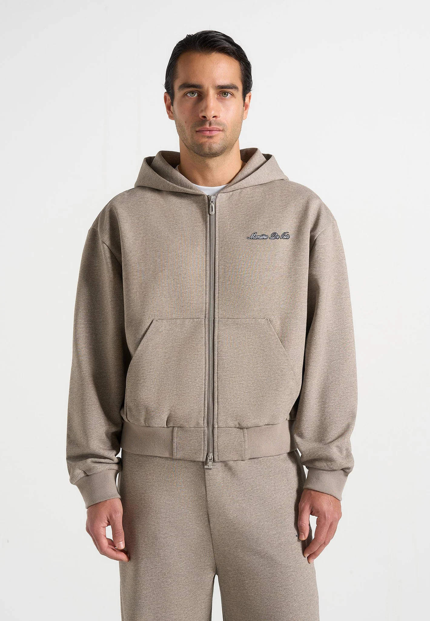 JS002 - Unisex Signature Relaxed Fit Zip Hoodie - Taupe - Image 11