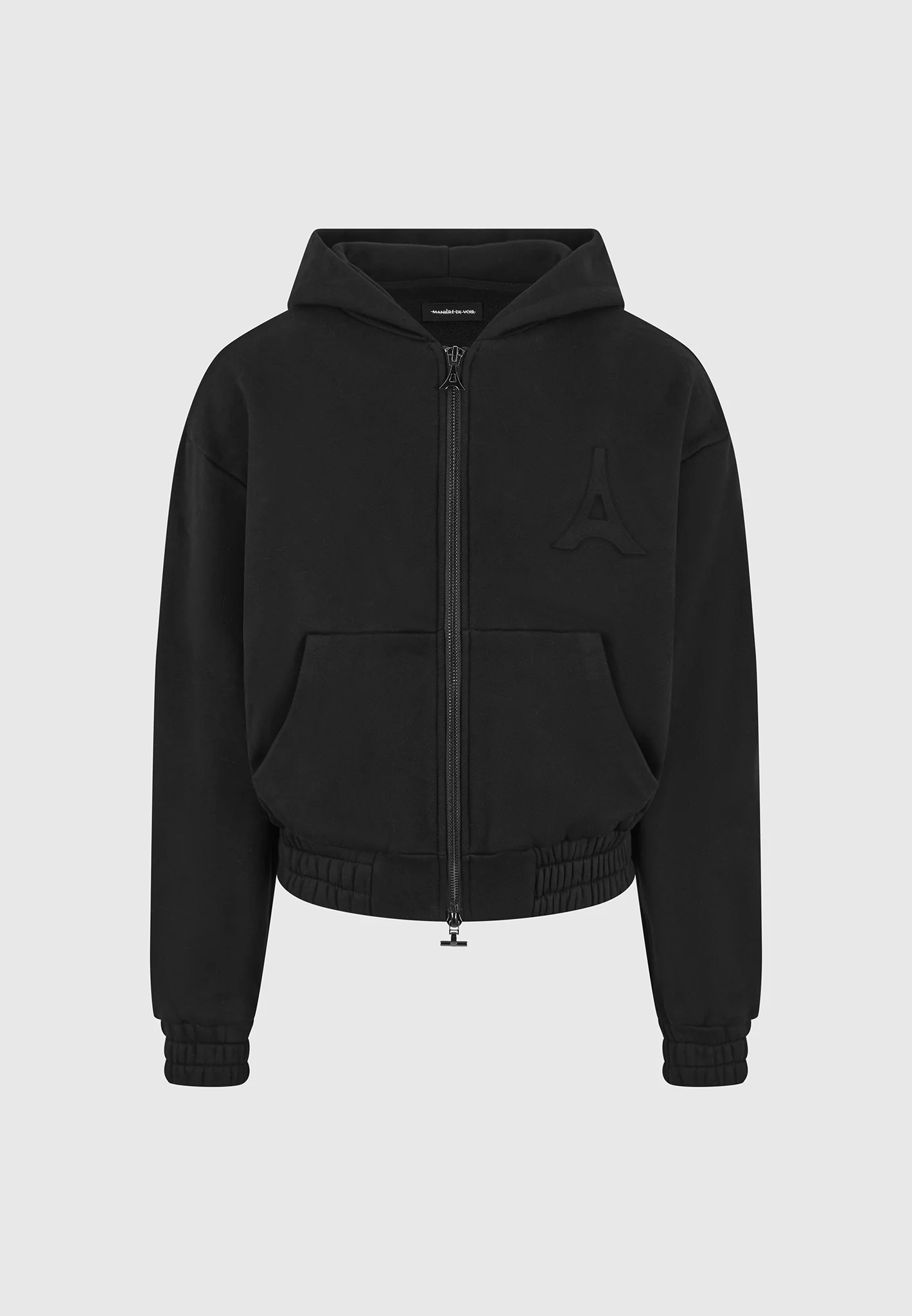 JS006 - Embossed Zip Hoodie - Black - Image 5