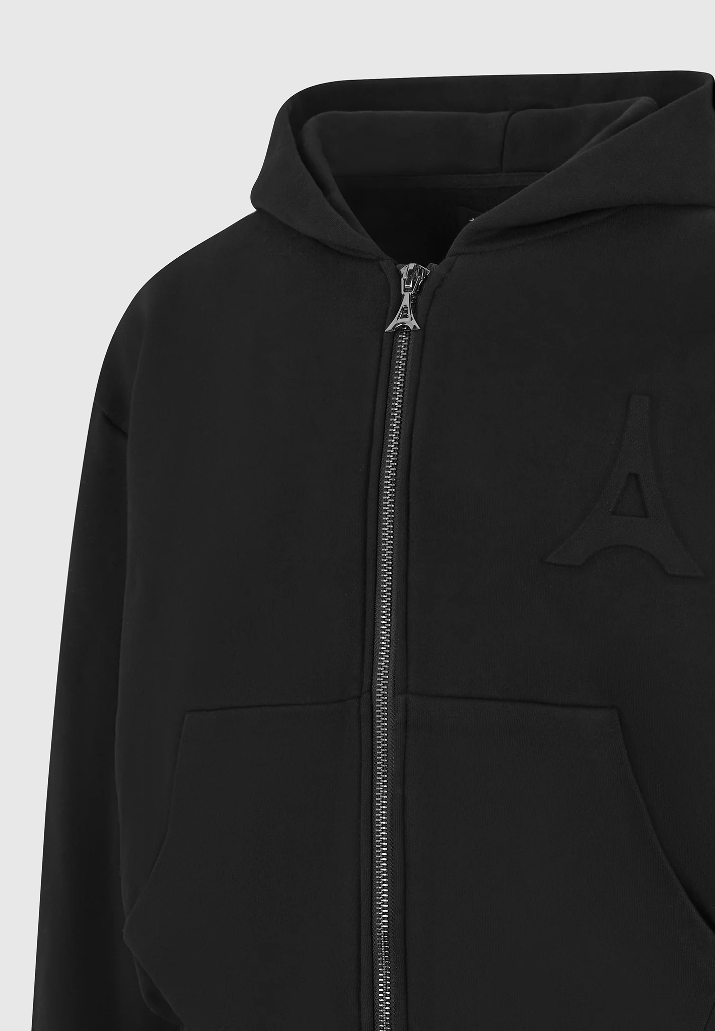 JS006 - Embossed Zip Hoodie - Black - Image 6