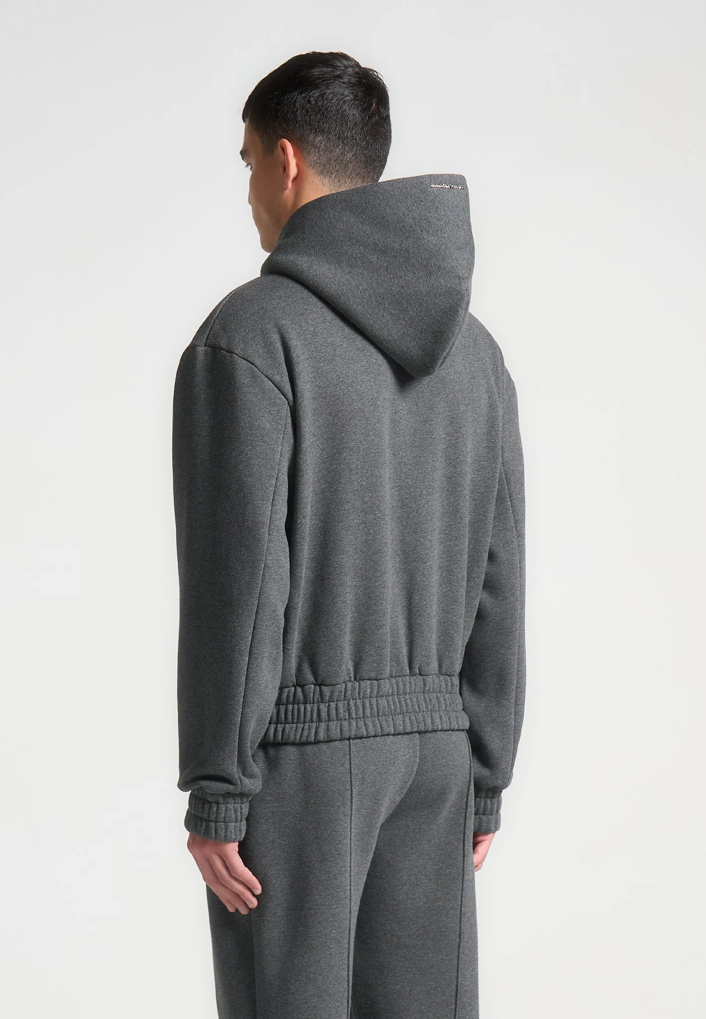 JS006 - Embossed Zip Hoodie - Dark Grey - Image 3