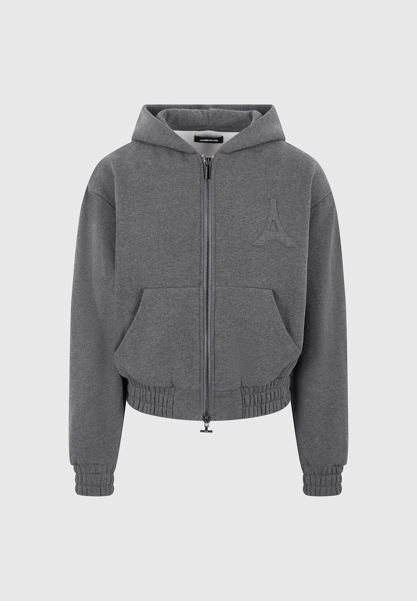 JS006 - Embossed Zip Hoodie - Dark Grey - Image 5