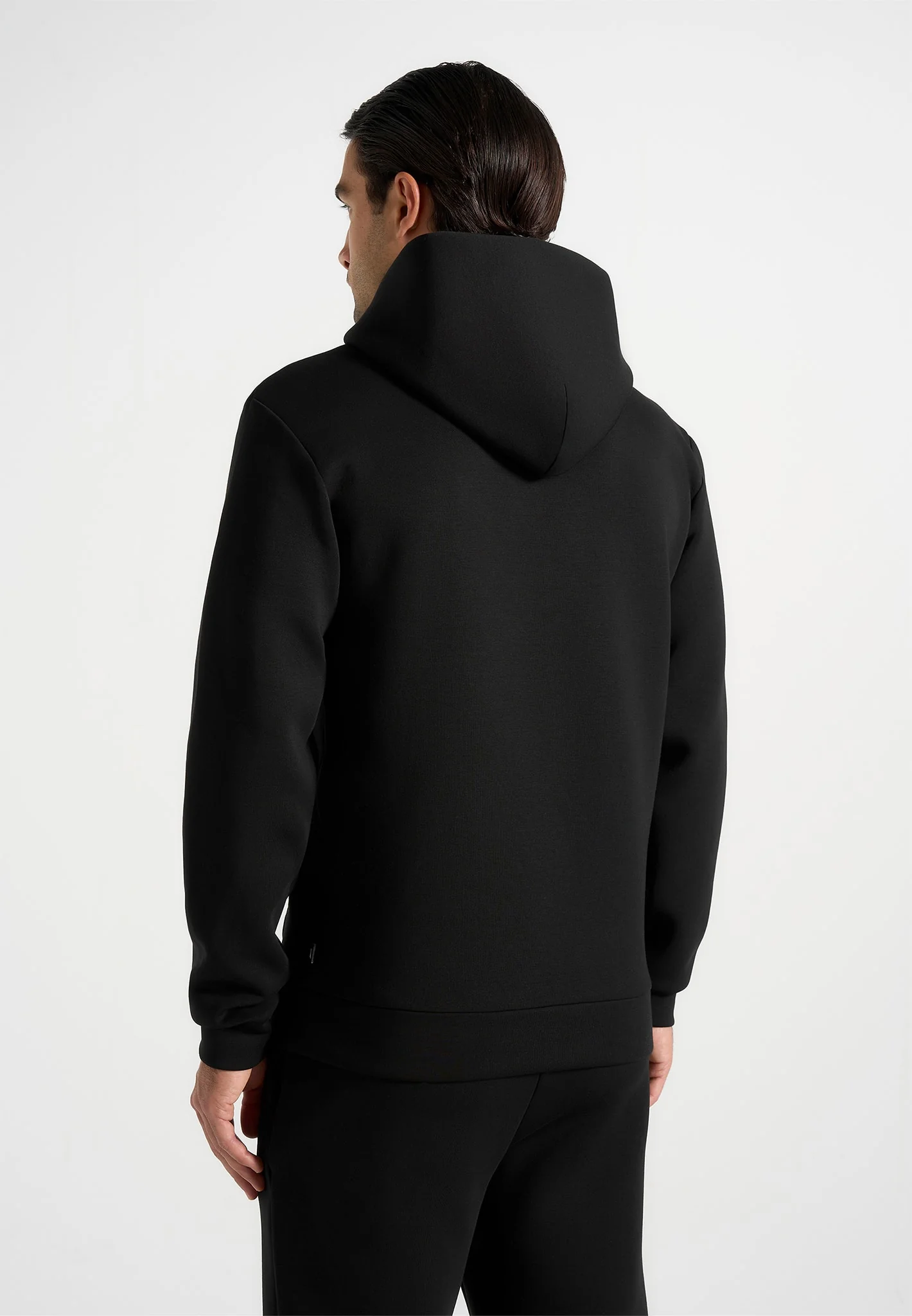 JS007 - Neoprene Minimal Regular Fit Hoodie - Black - Image 5
