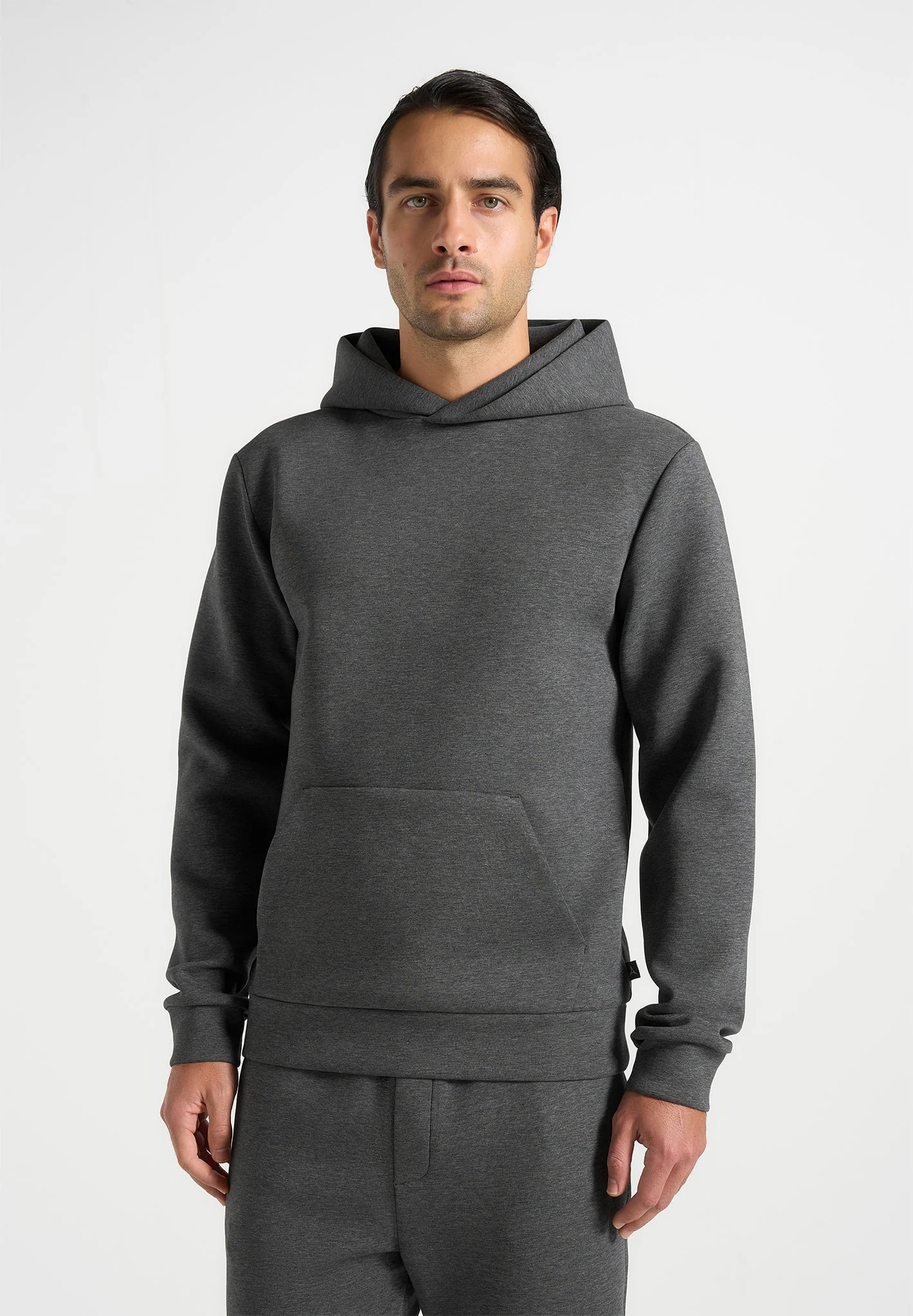 JS007 - Neoprene Minimal Regular Fit Hoodie - Charcoal Grey - Image 2