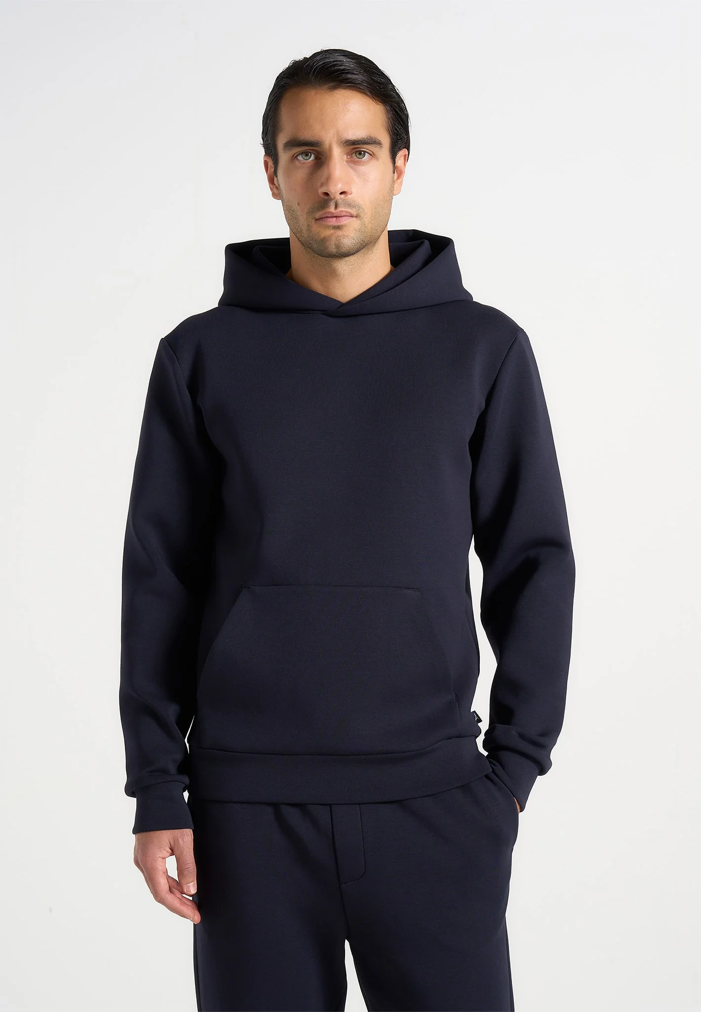 JS007 - Neoprene Minimal Regular Fit Hoodie - Navy - Image 2