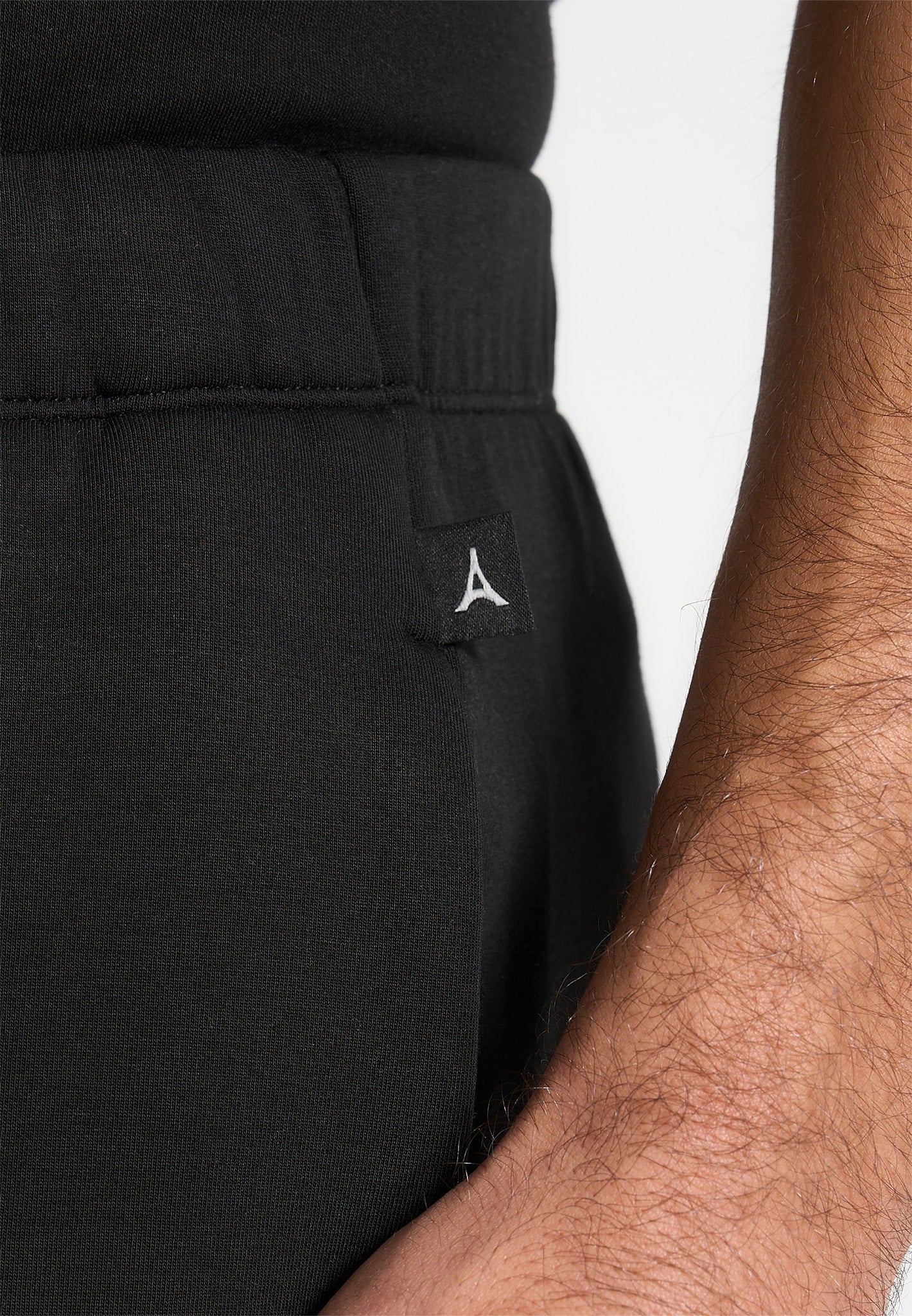 JS008 - Neoprene Minimal Tapered Fit Cuffed Joggers - Black - Image 4