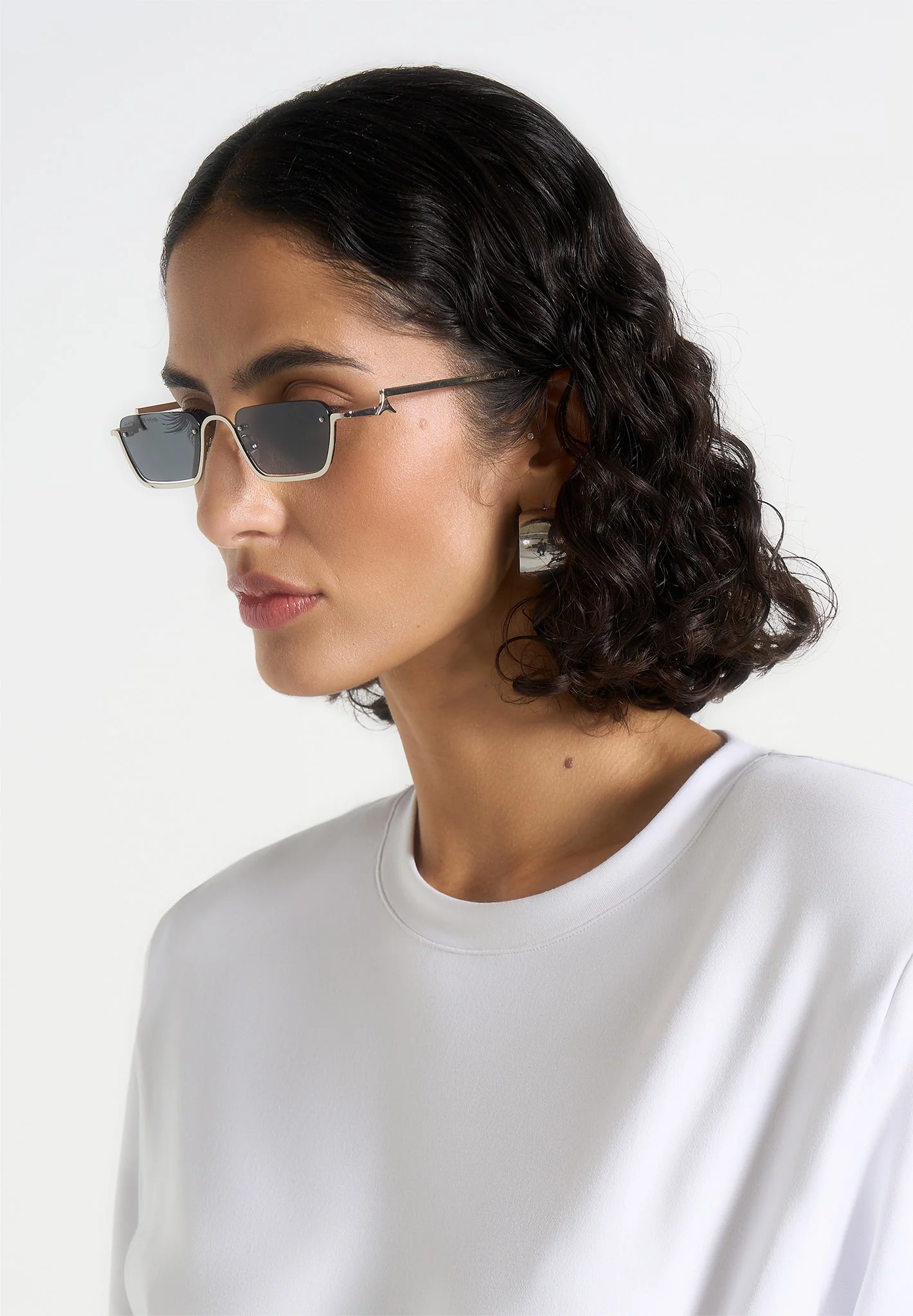 Kai - Rectangular Frameless Sunglasses - Silver - Image 2