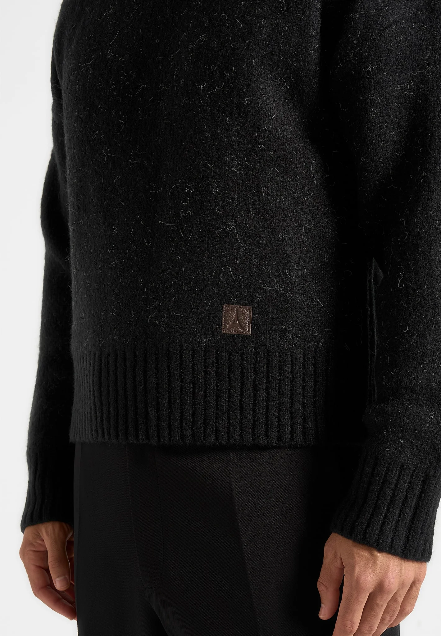Kamil - Art Slogan Brushed Wool Knit Jumper - Black - Image 5