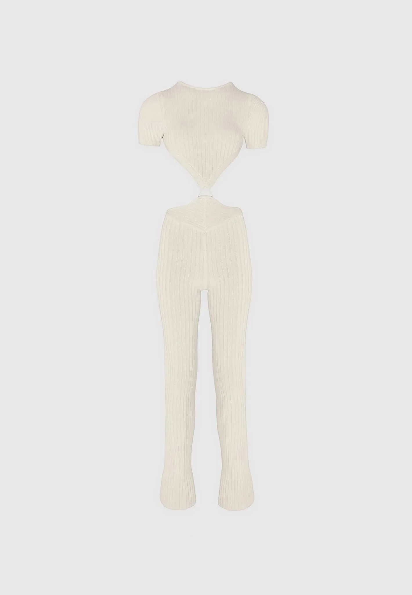Knitted Backless Jumpsuit - Beige - Image 8