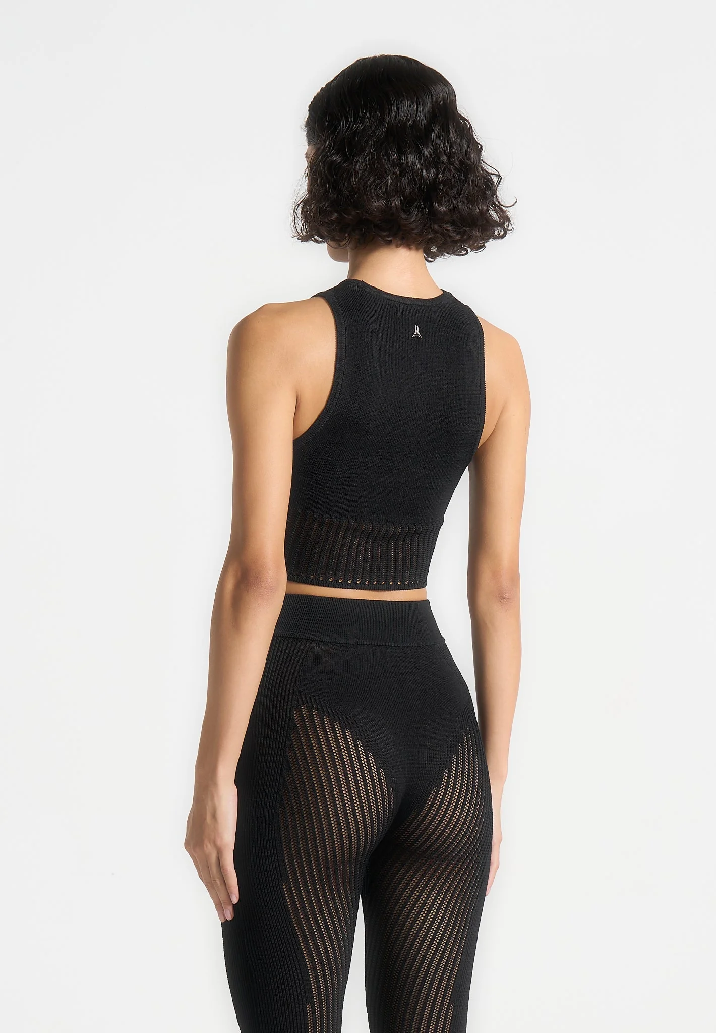 Knitted Contour Crop Top - Black - Image 3
