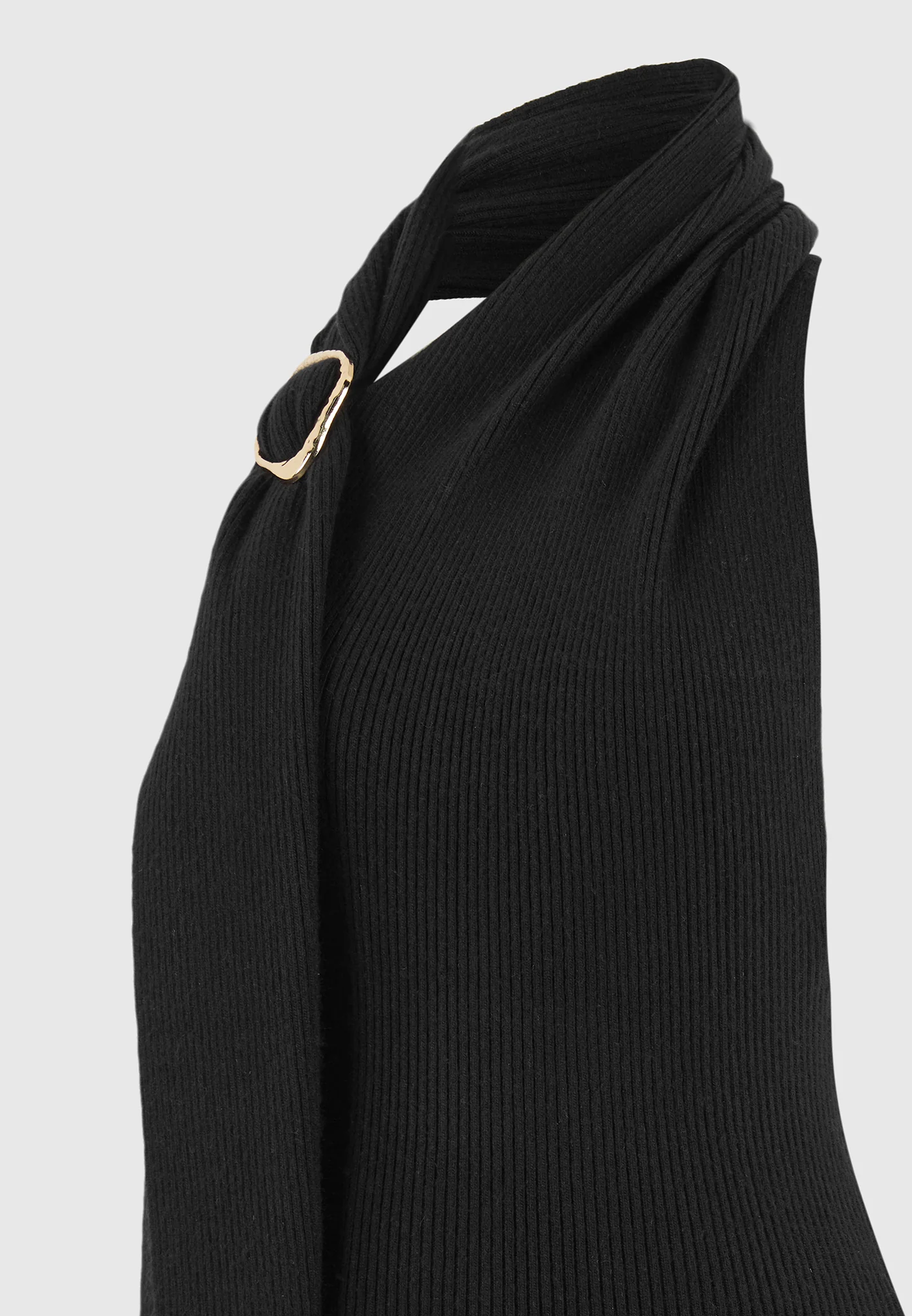 Elodie - Knitted Draped Halterneck Top - Black - Image 6