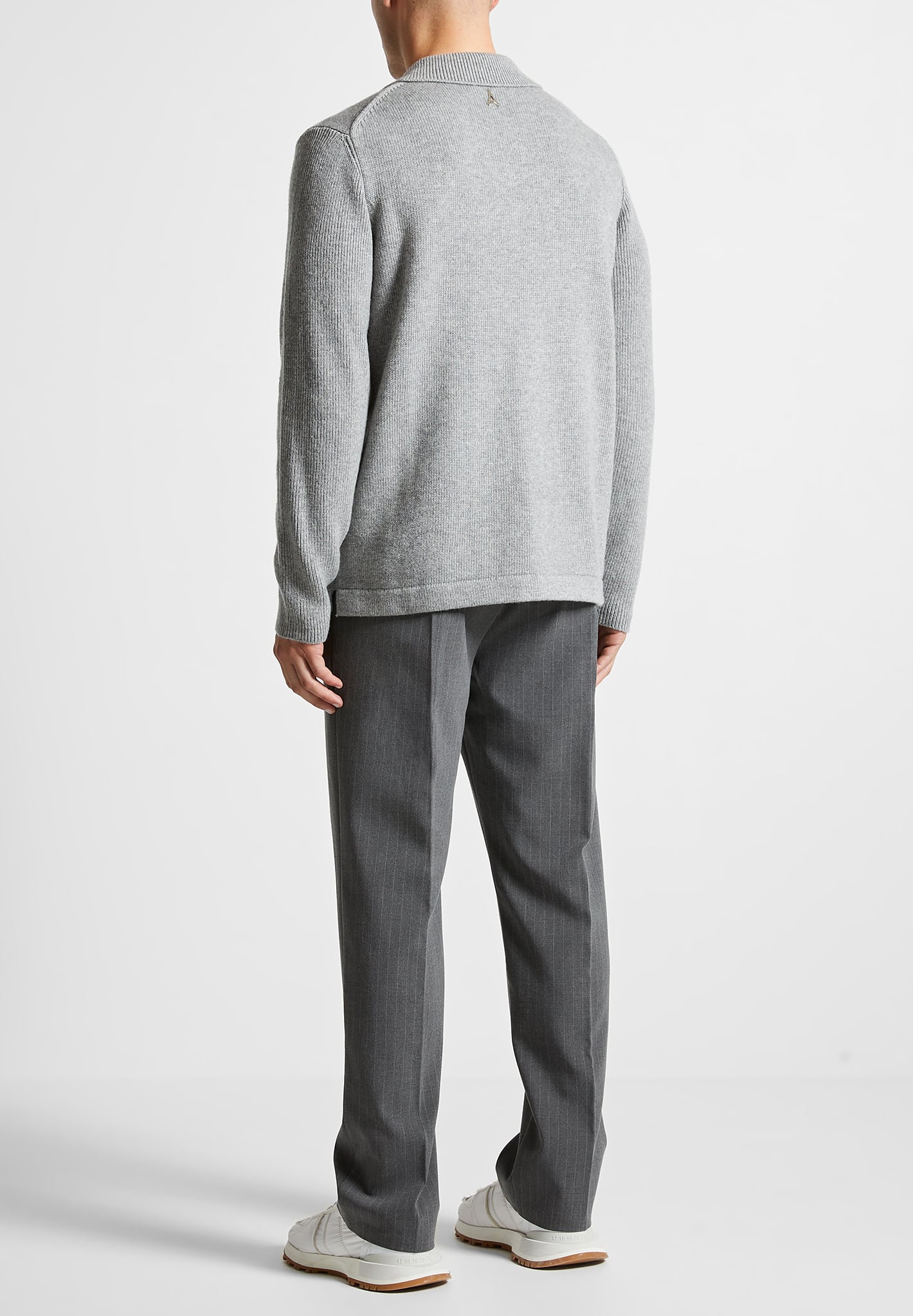 Wool Revere Long Sleeve Polo Top - Grey - Image 4