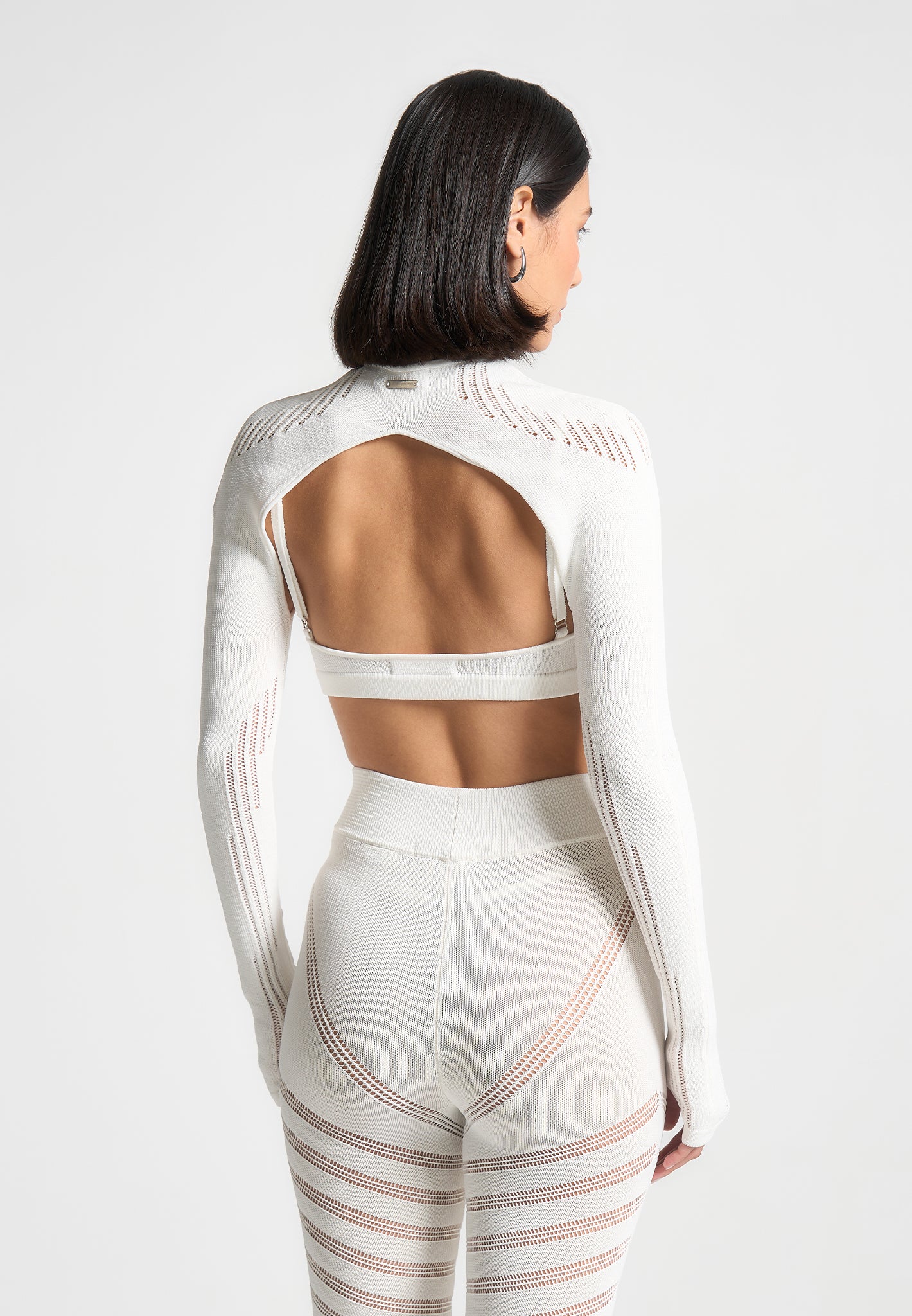 Knitted Sleeve Overlay with Bralette - White - Image 3