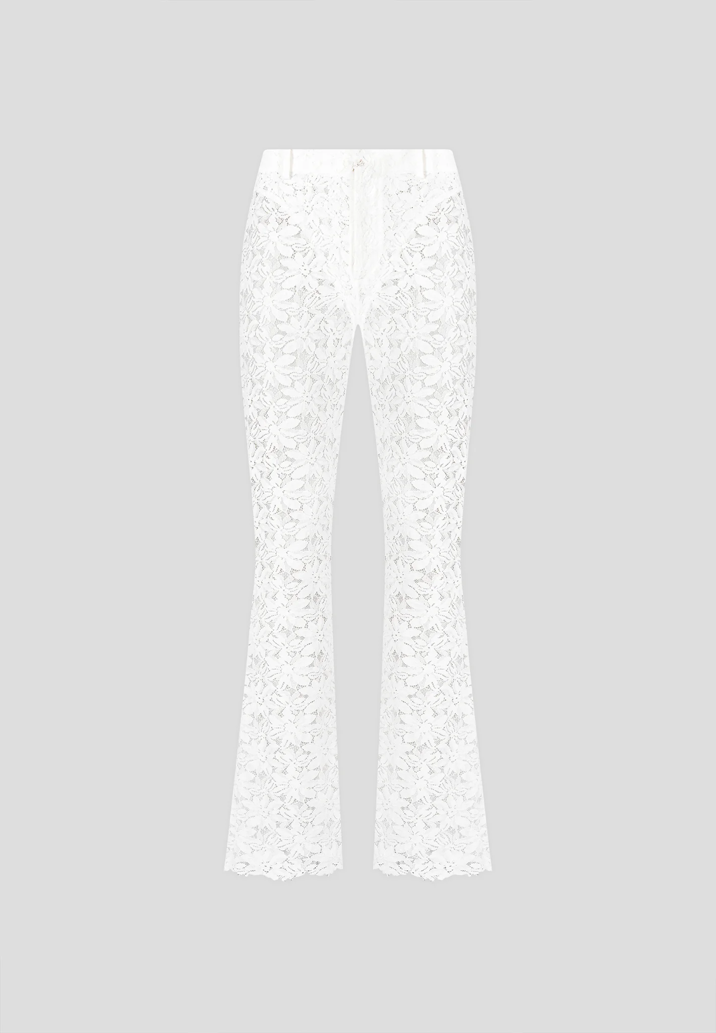 Lace Fit and Flare Trousers - White - Image 5