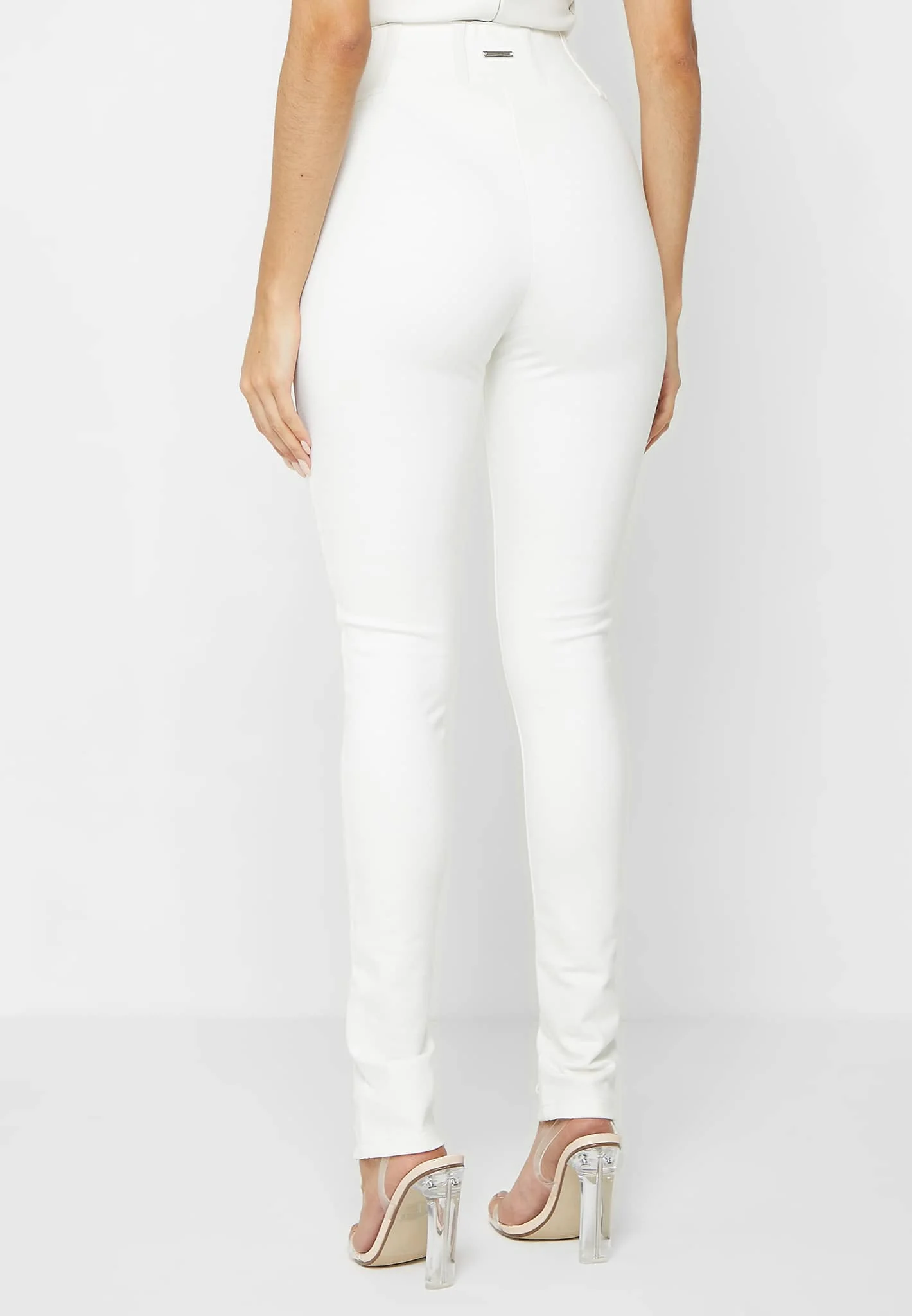 Lace Up Leggings with Corset Detail - White - Image 4
