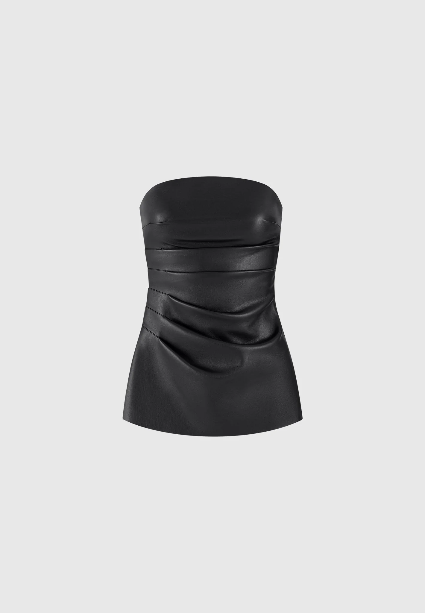 Laurena - Leather Tacked Longline Bandeau Top - Black - Image 4