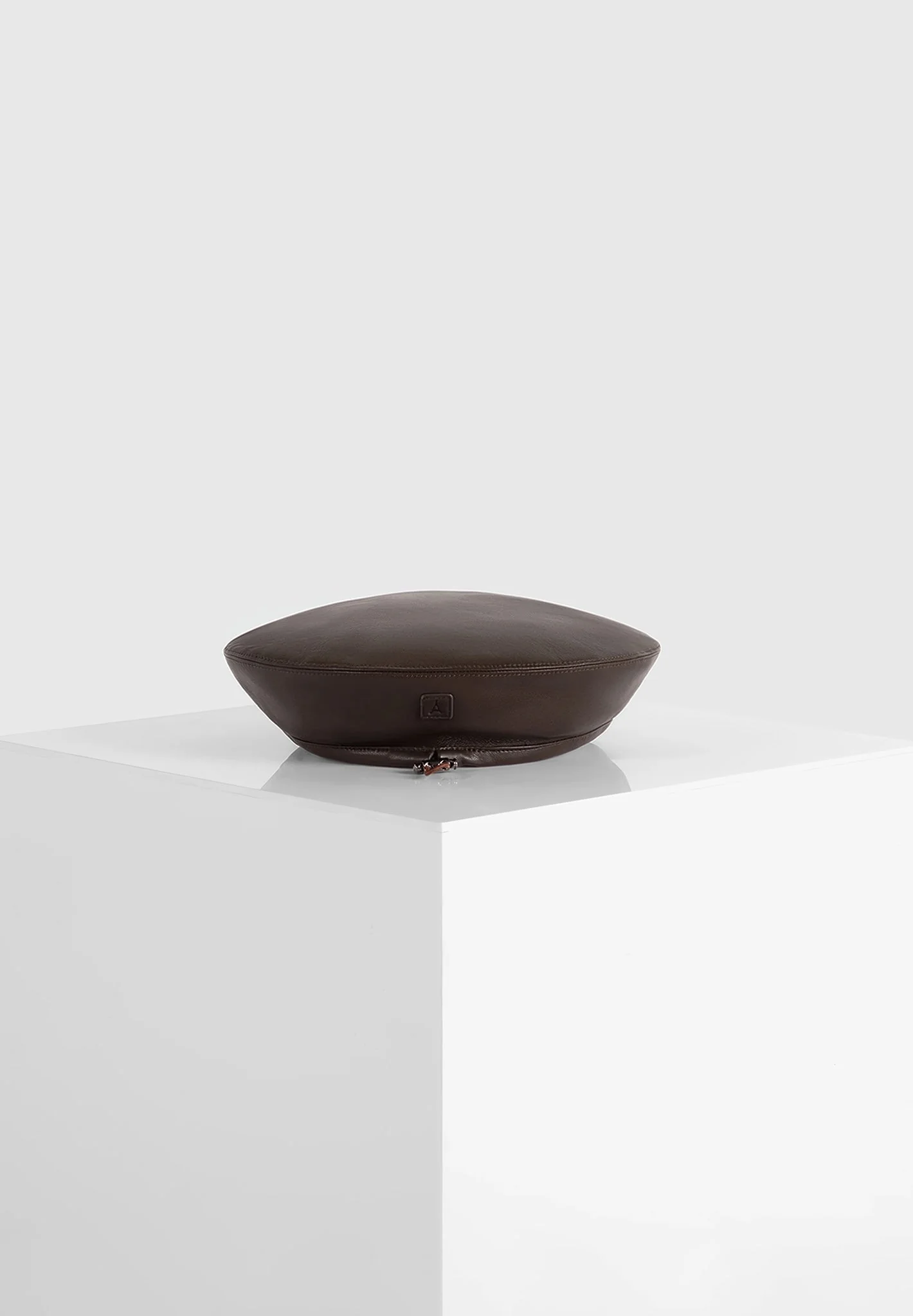 Anya - Leather Beret - Brown - Image 3