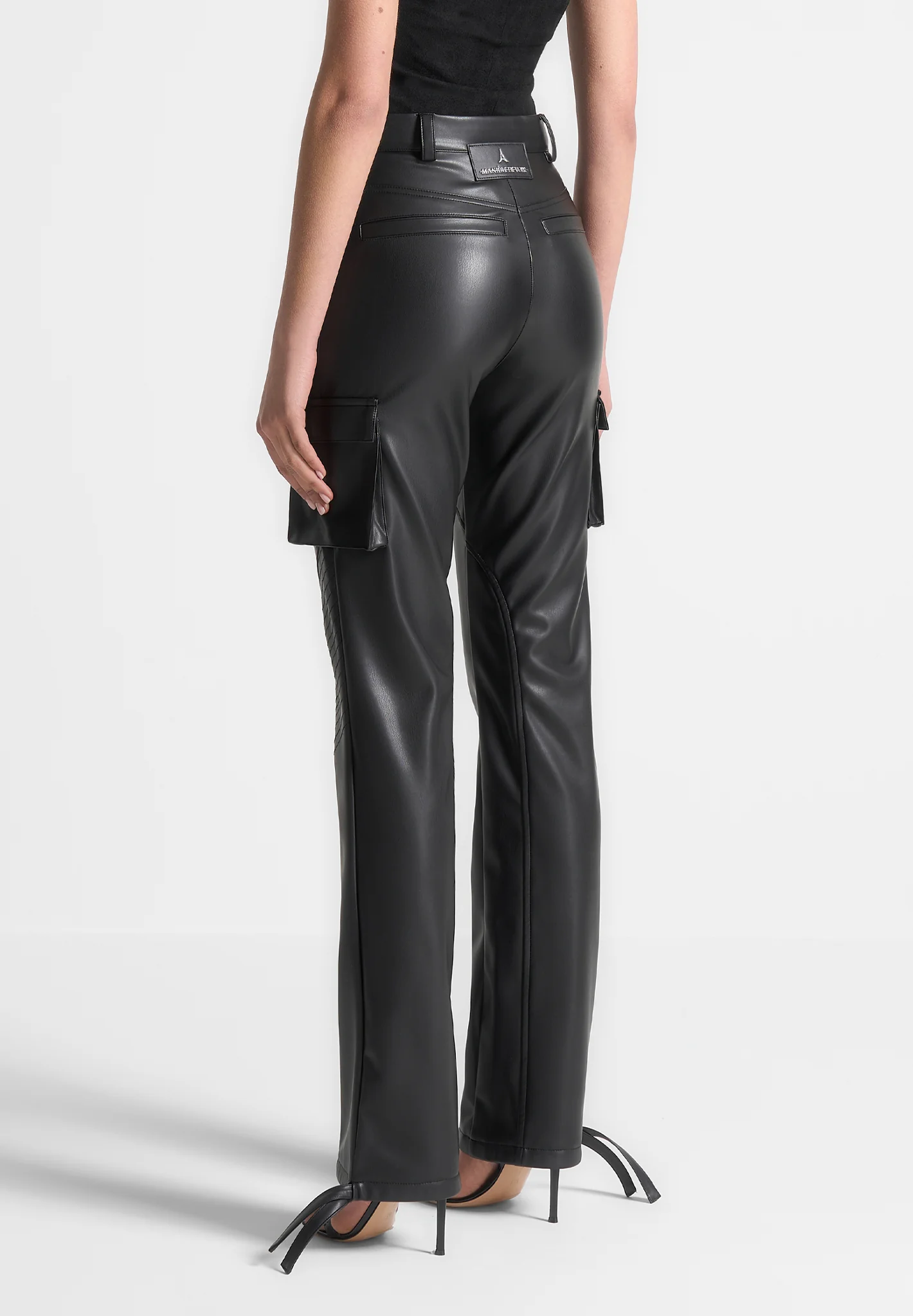 Leather Biker Trousers - Black - Image 4