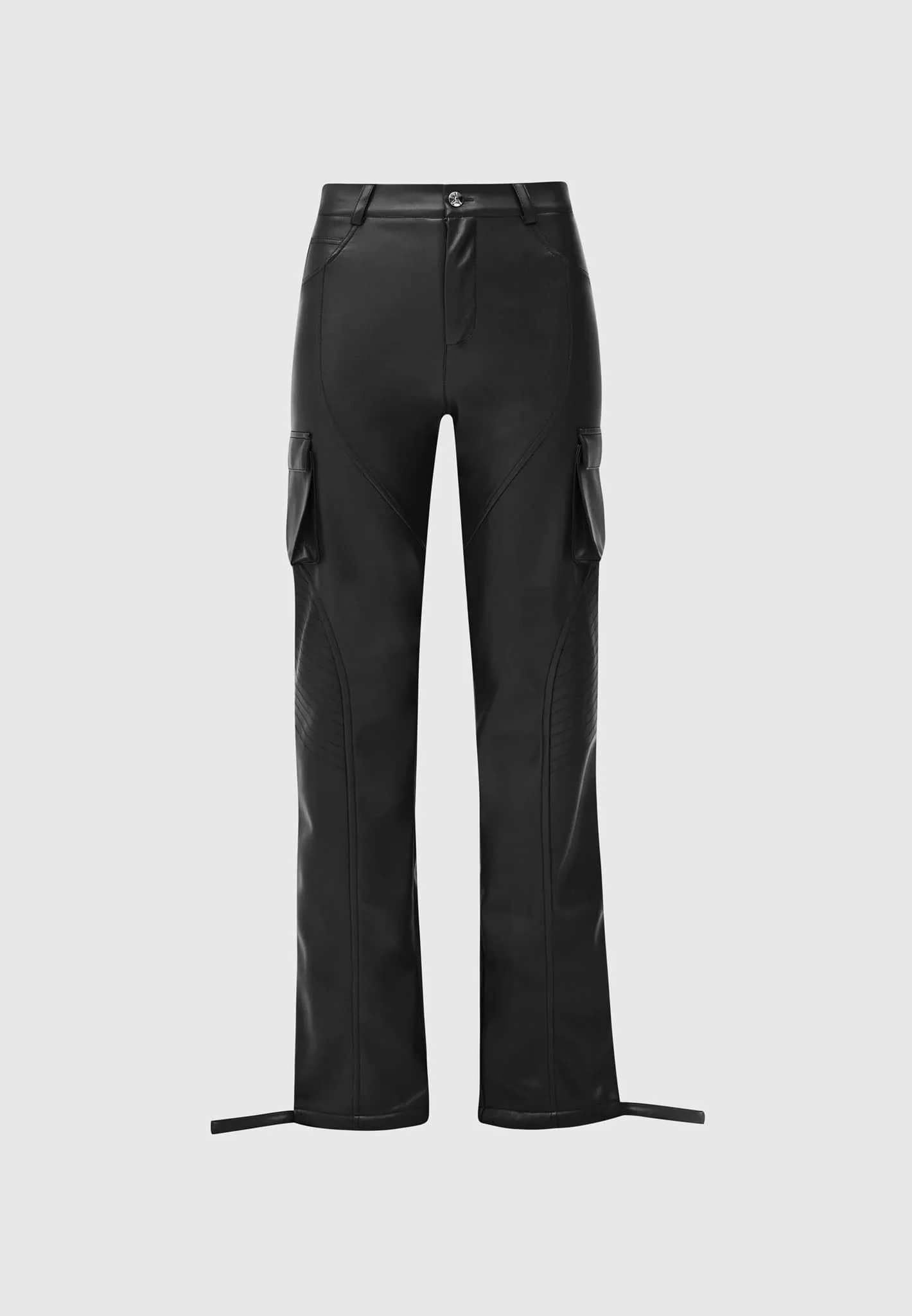 Leather Biker Trousers - Black - Image 5