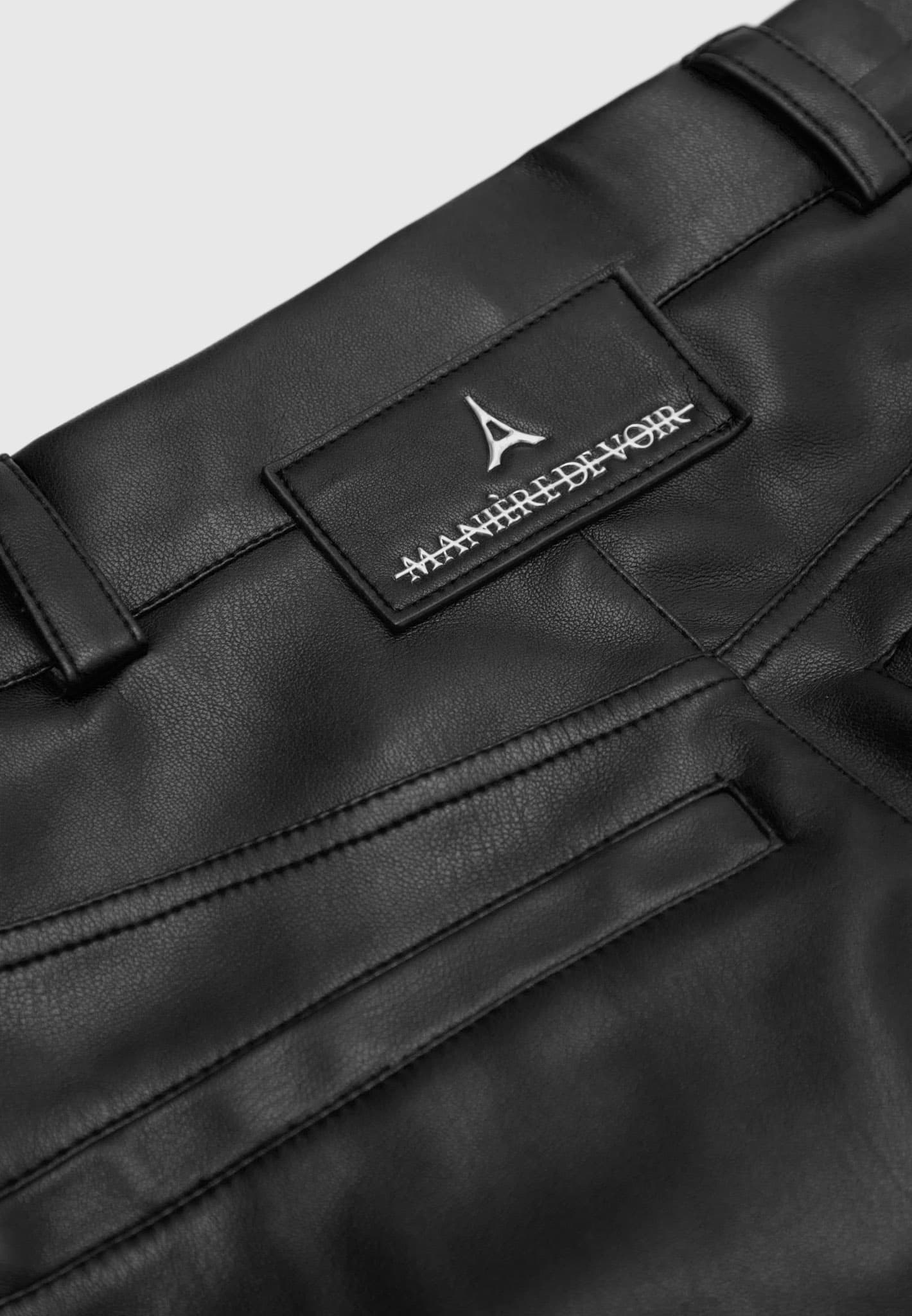 Leather Biker Trousers - Black - Image 9