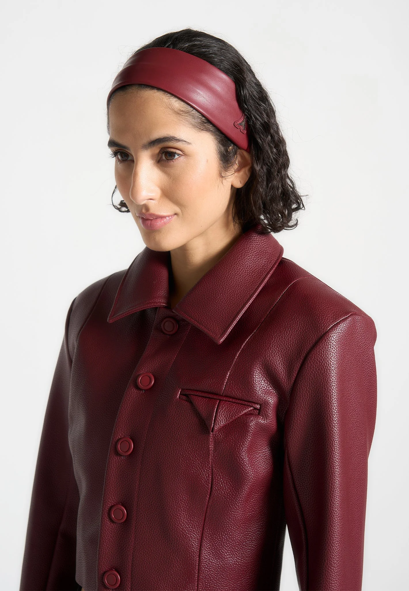Lilou - Leather Eiffel Headband - Wine Red - Image 4