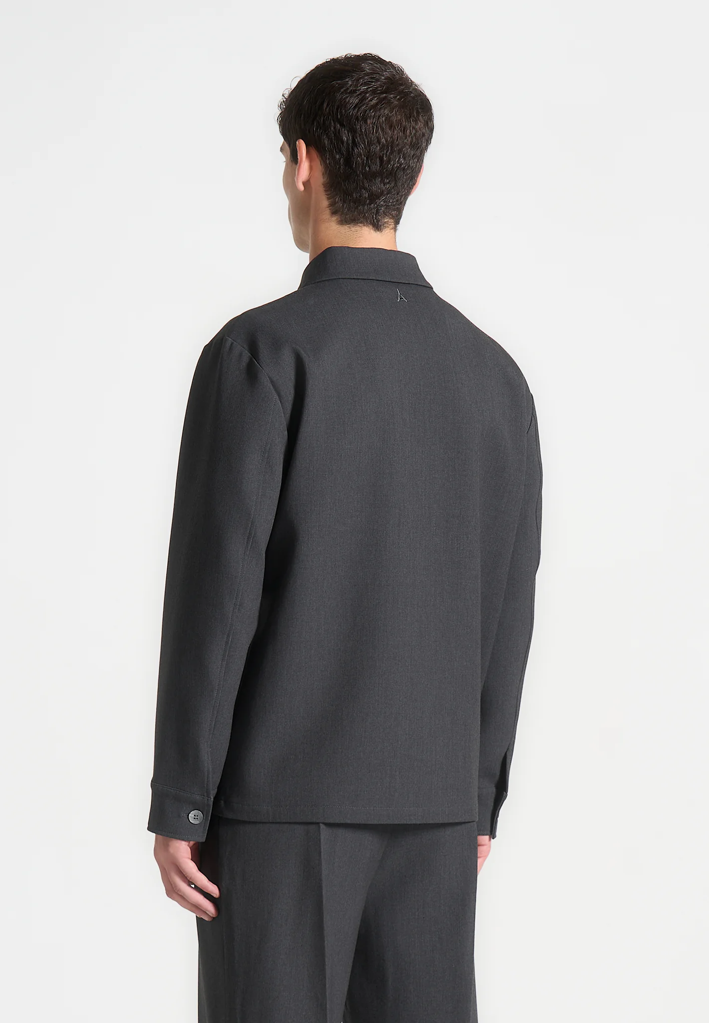 Leo - Hatched Tailored Overshirt - Grey - Image 5