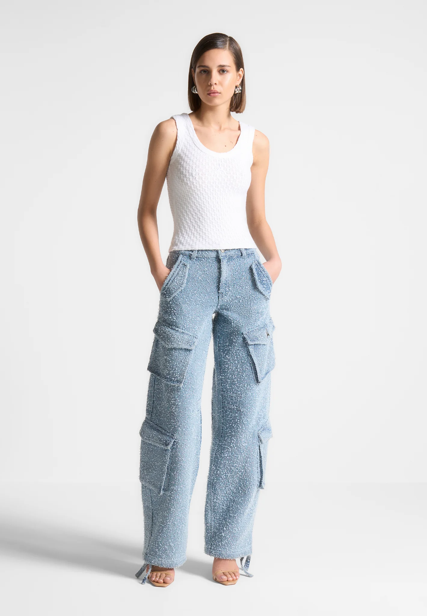 Alya - Eiffel Knitted Tank Top - White - Image 2