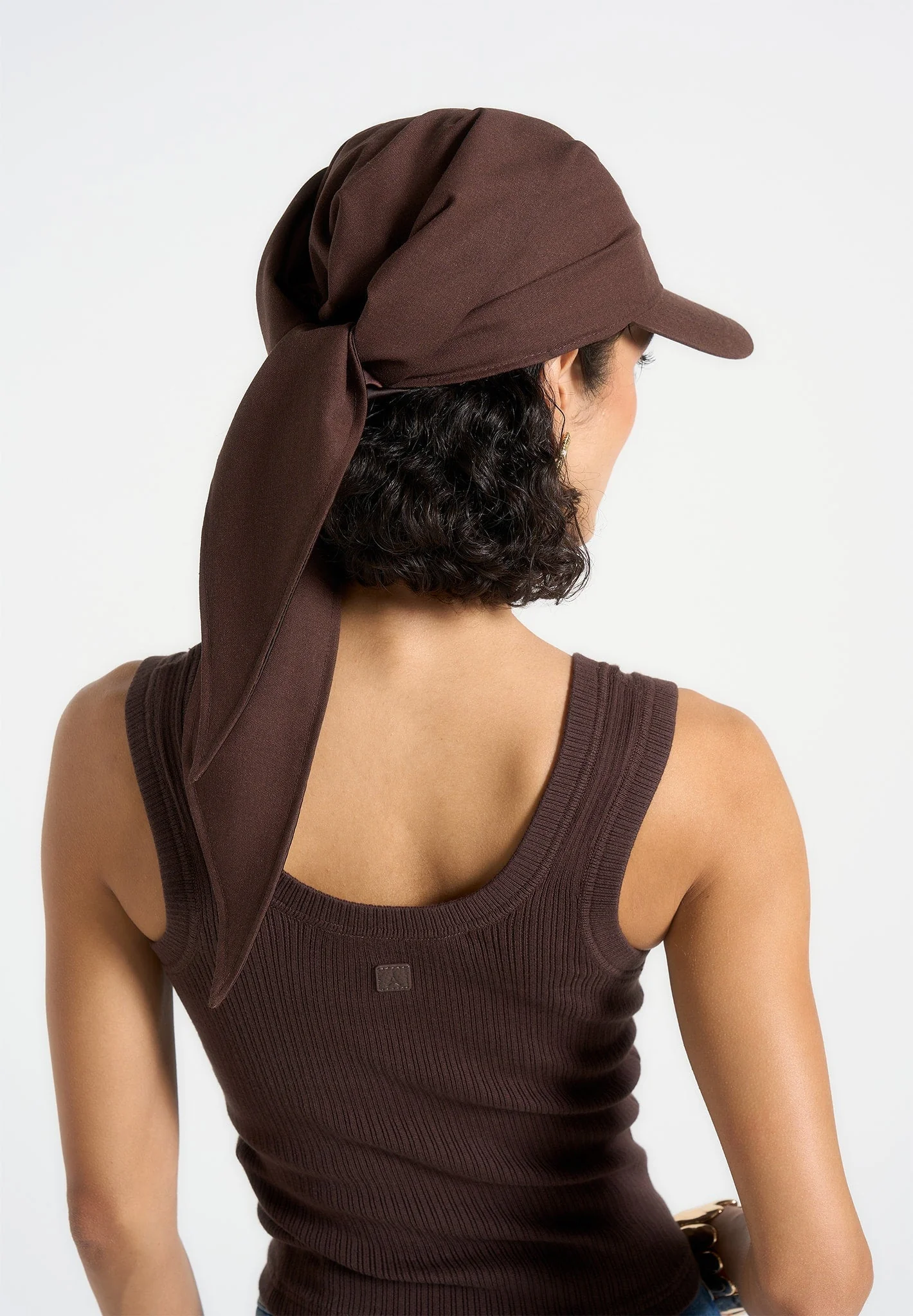 Arianne - Linen Bandana Cap - Brown - Image 3