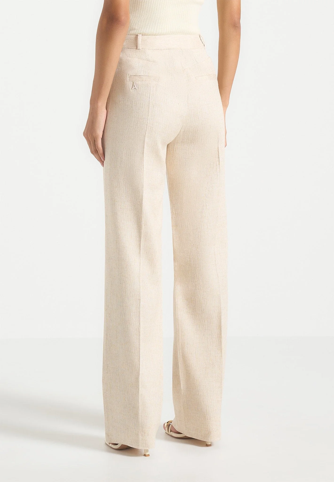 Julie - Linen Twin Pleat Trousers - Natural - Image 4