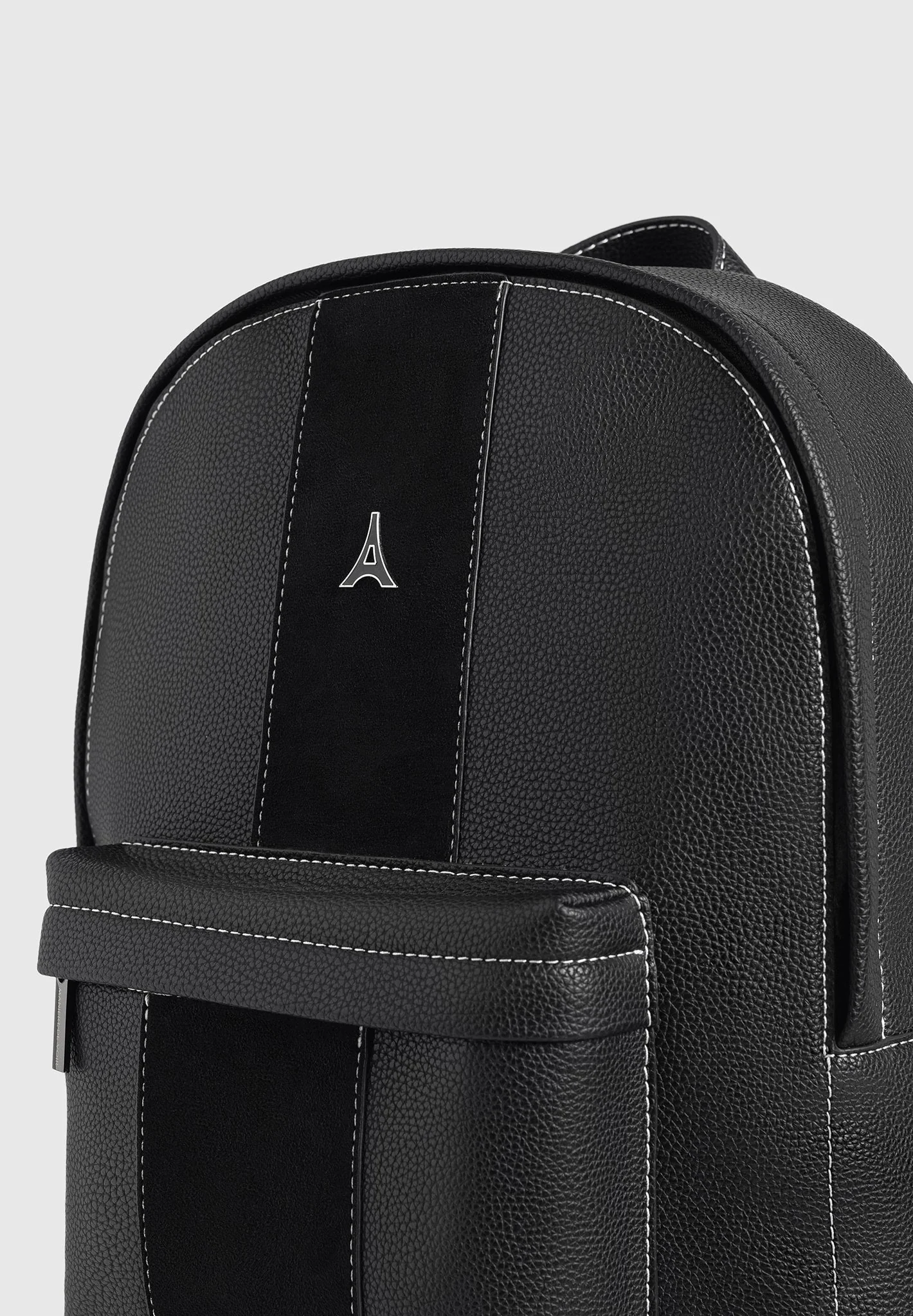 Lyon - Suede Panel Backpack - Black - Image 2