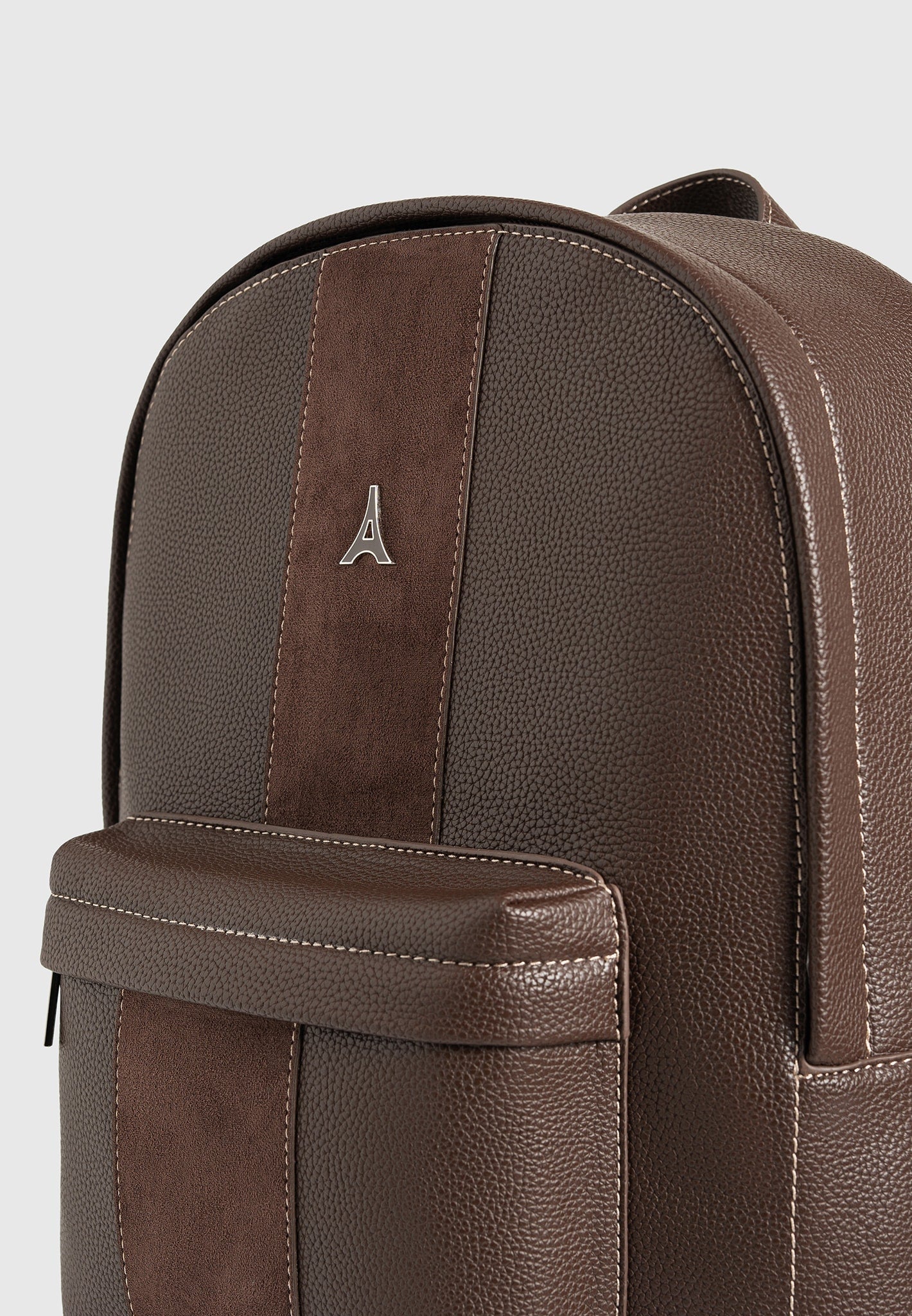 Lyon - Suede Panel Backpack - Brown - Image 3