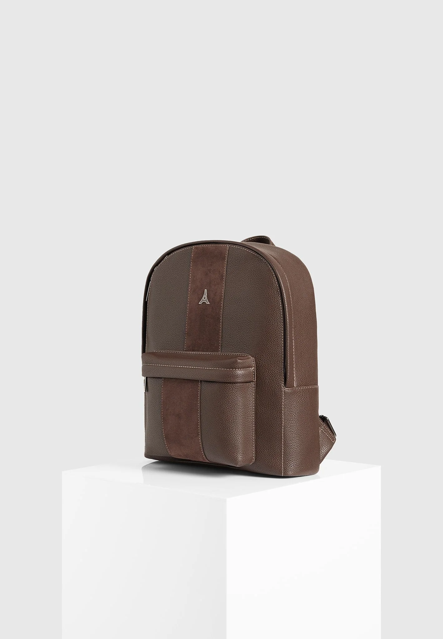 Lyon - Suede Panel Backpack - Brown - Image 4