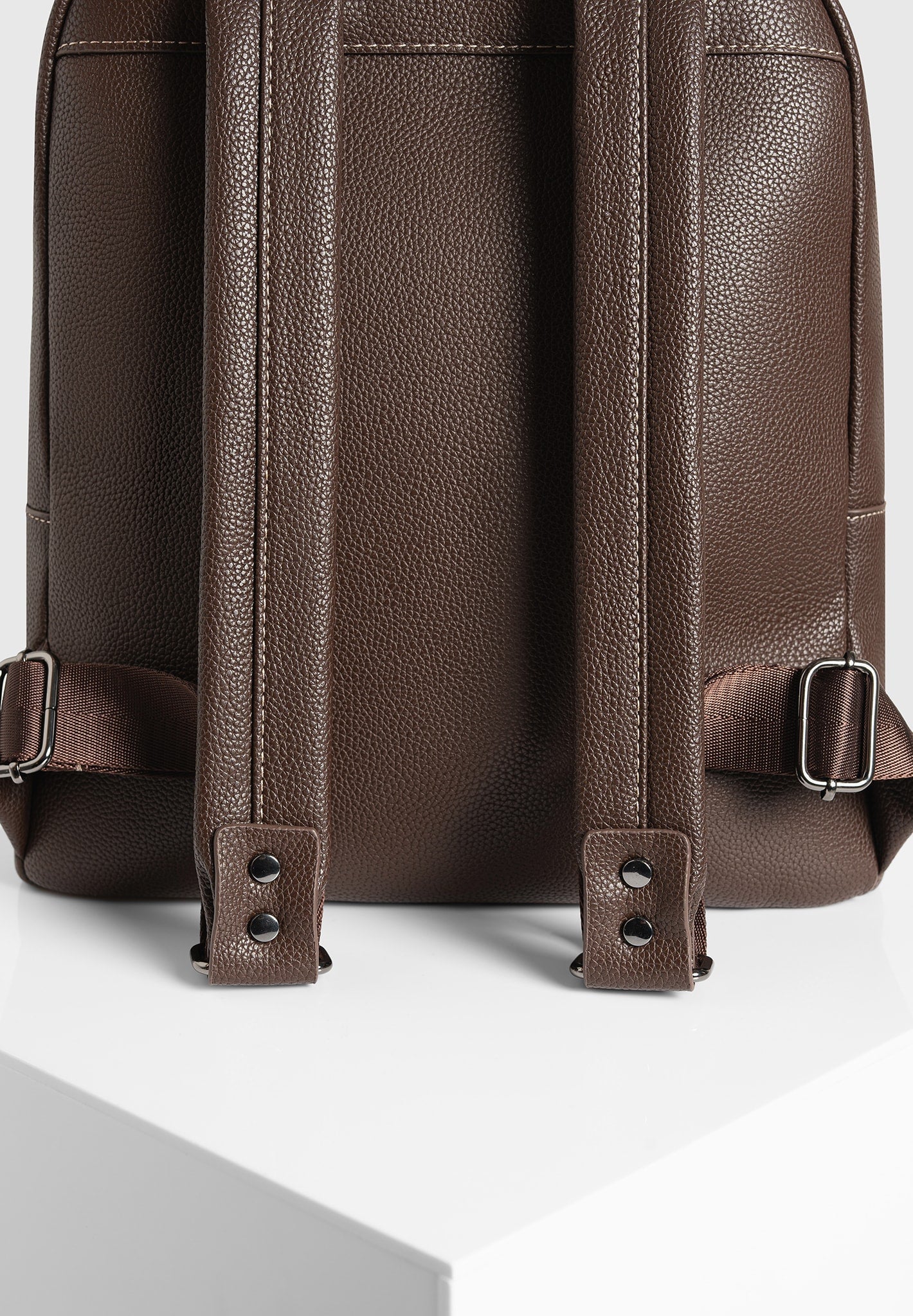 Lyon - Suede Panel Backpack - Brown - Image 6