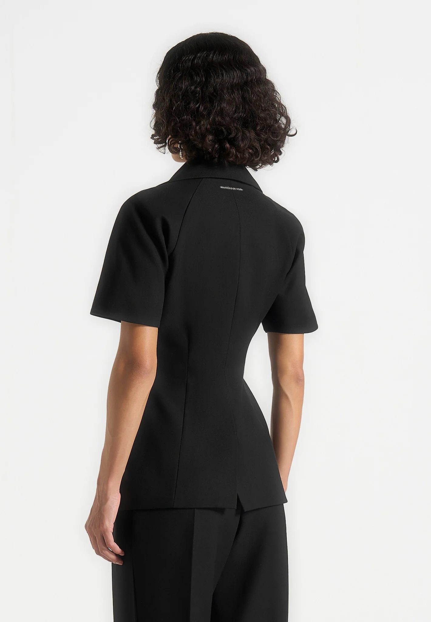 Malika - Double Breasted Short Sleeve Blazer - Black - Image 5