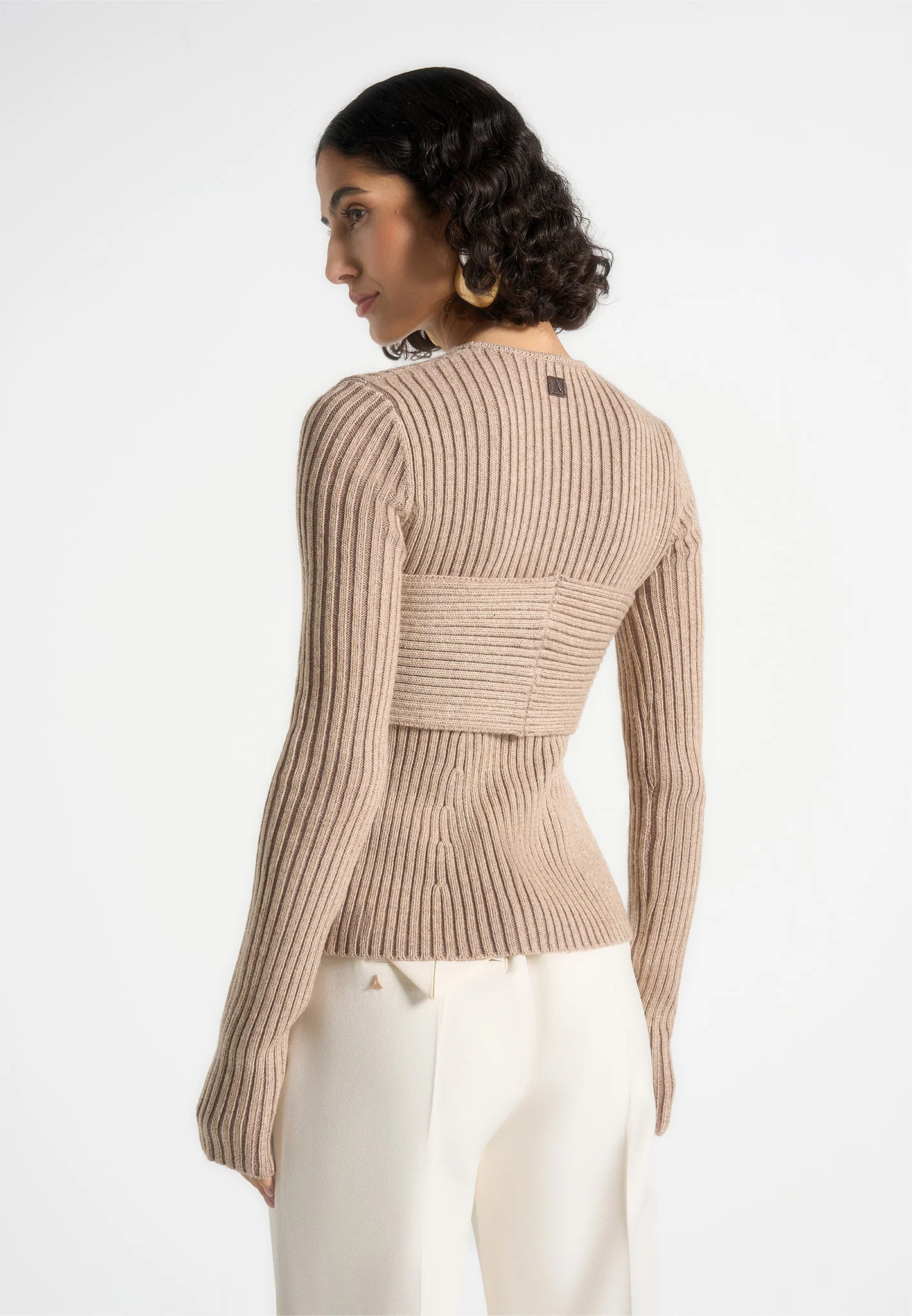 Marisa - 2-In-1 Knit Bandeau Cardigan - Beige - Image 4