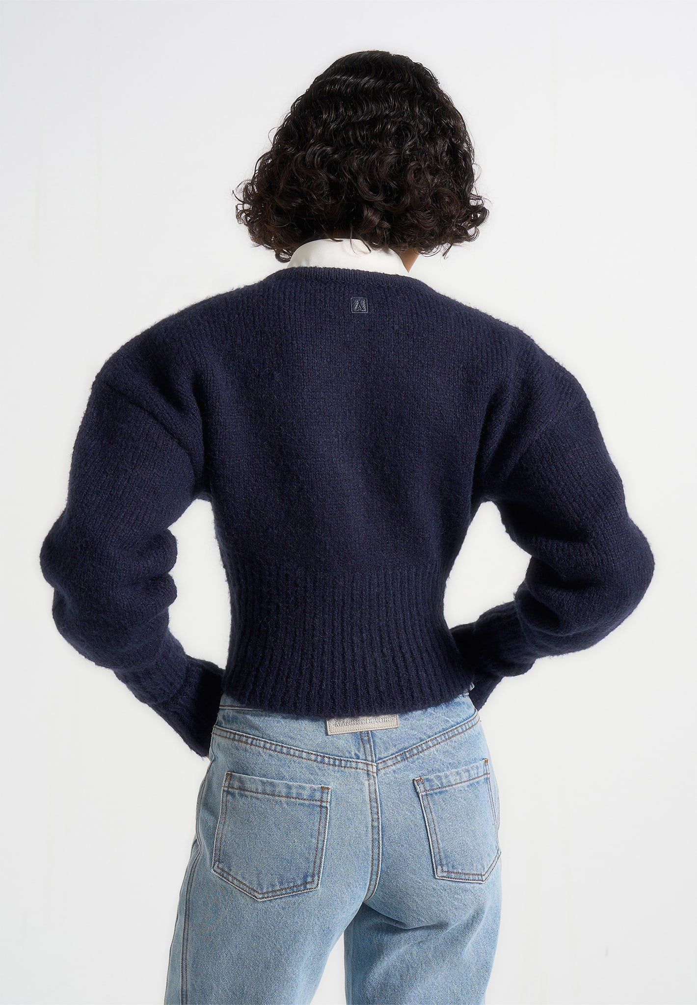 Mayla - Knitted Cinch Waist Cardigan - Navy - Image 5