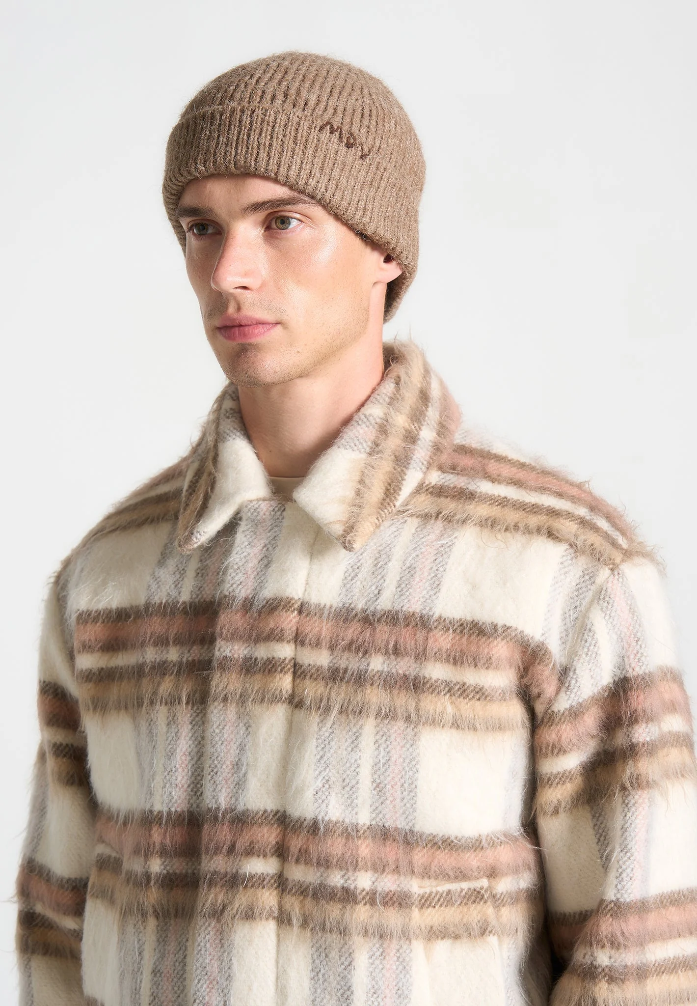 Solan - MDV Handstitched Wool Knit Beanie - Beige - Image 2