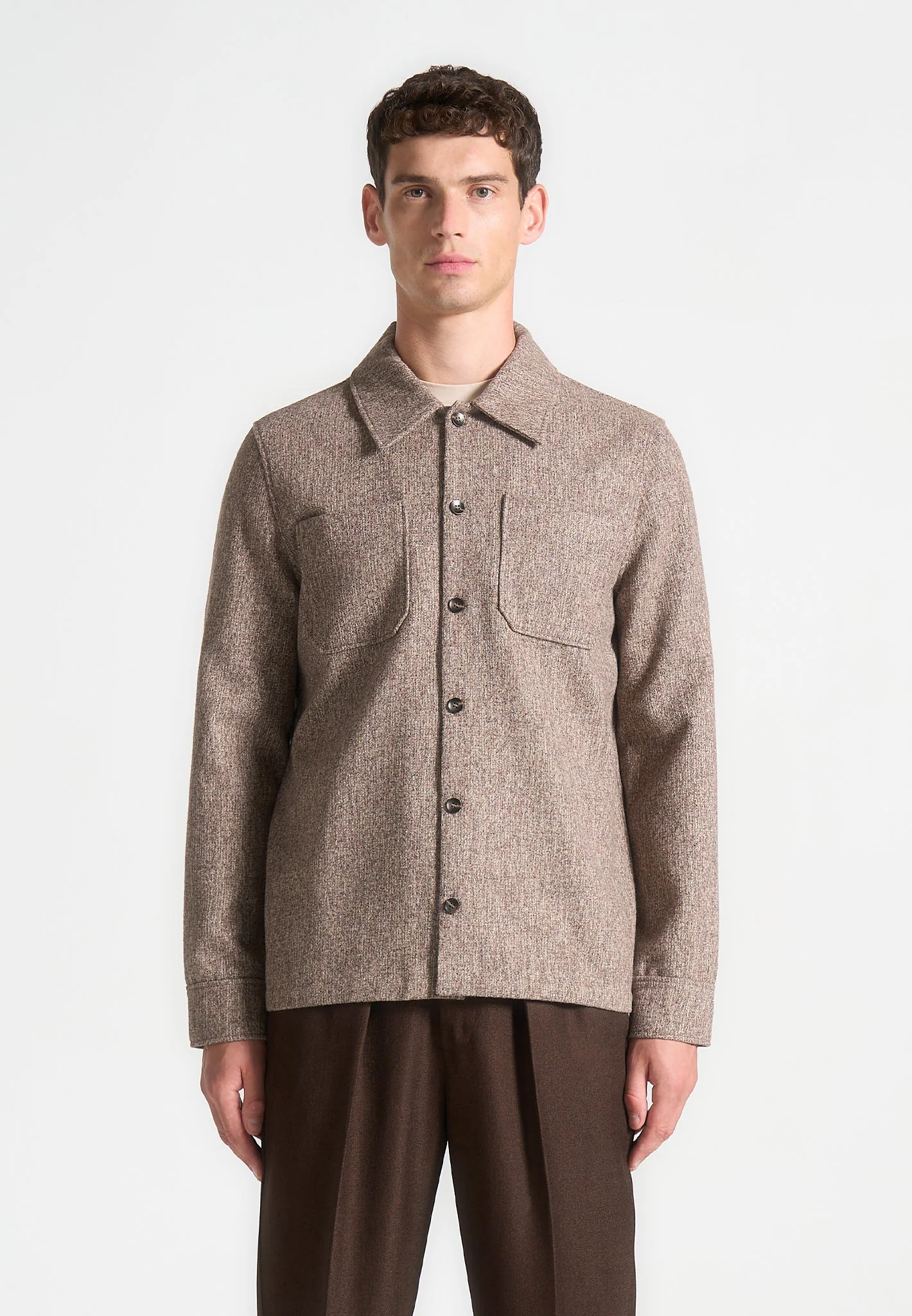 Melange Overshirt - Taupe - Image 2
